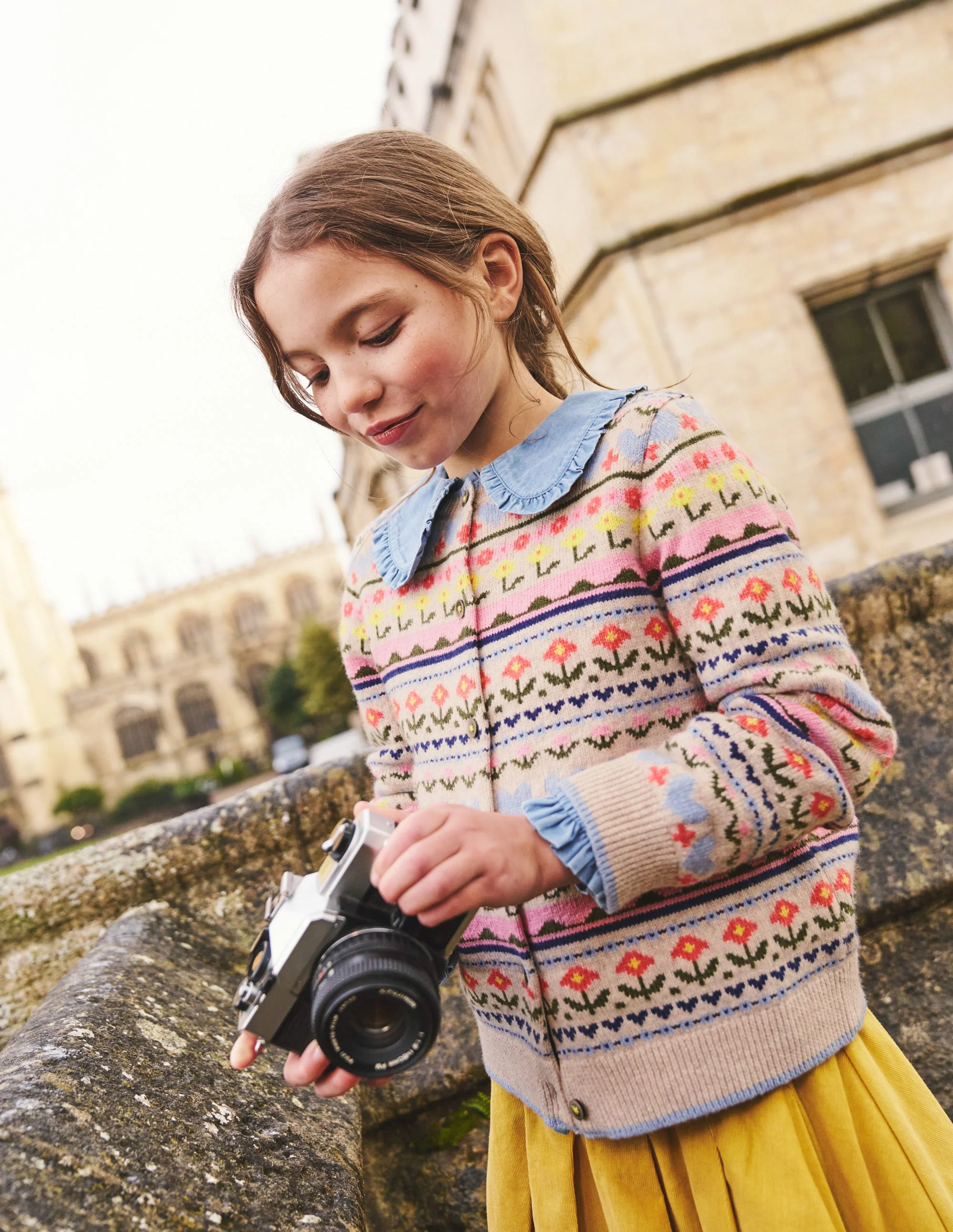 Floral Fair Isle Cardigan-Ecru Marl Flowers - Image 8