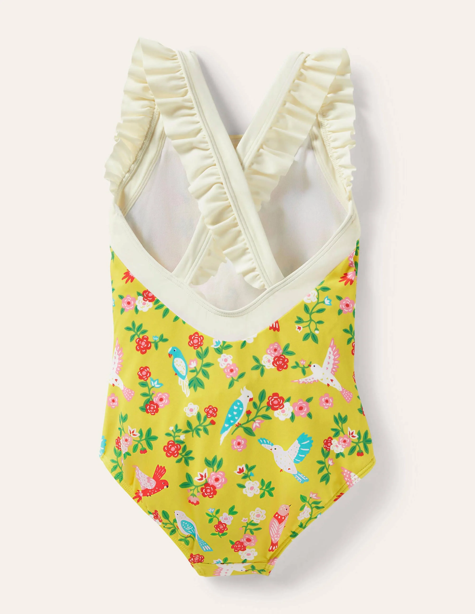 Frilly Cross-back Swimsuit-Sweetcorn Tropical Garden - Image 2