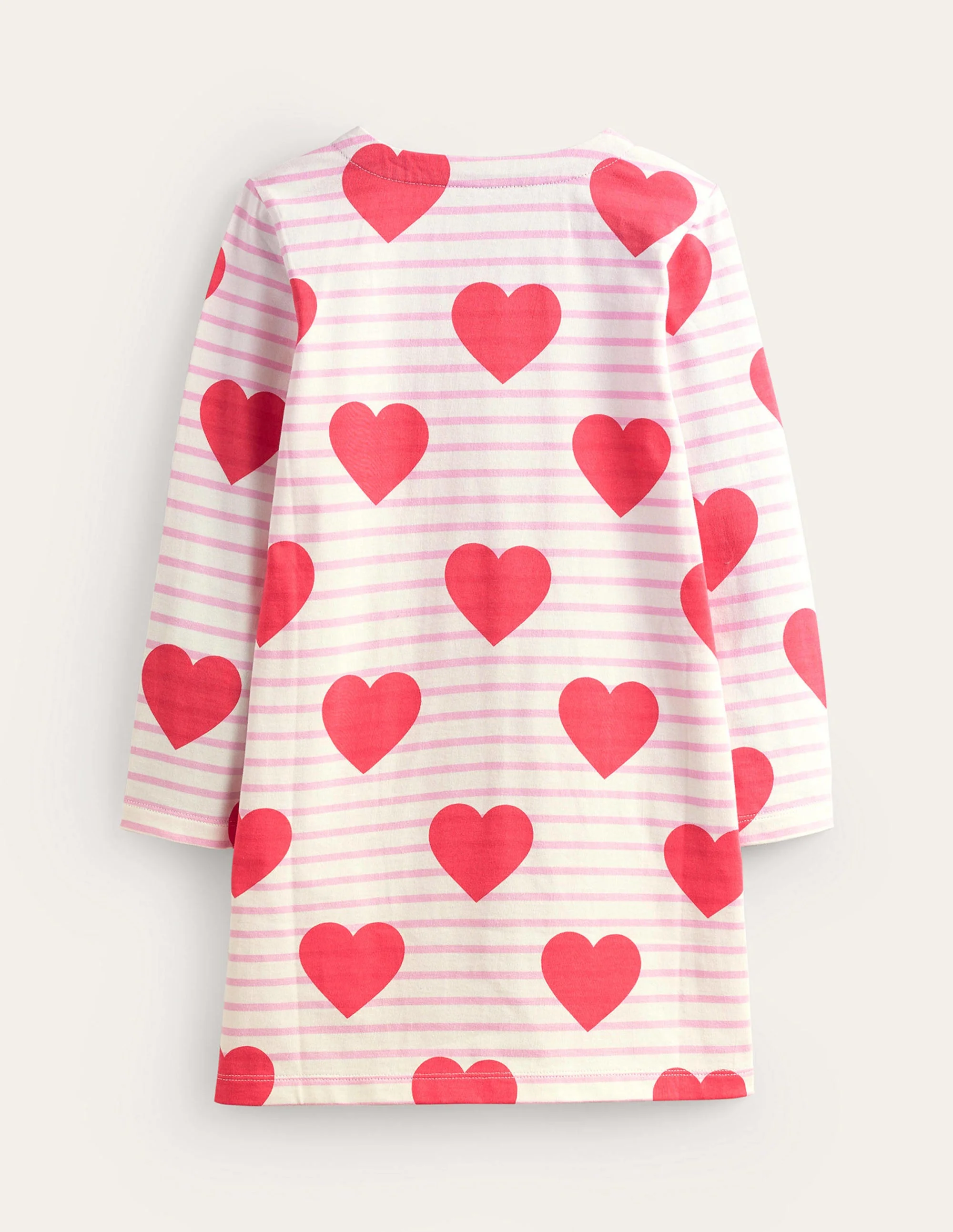 Fun Breton Dress-Poppy Red Stripe Heart - Image 2