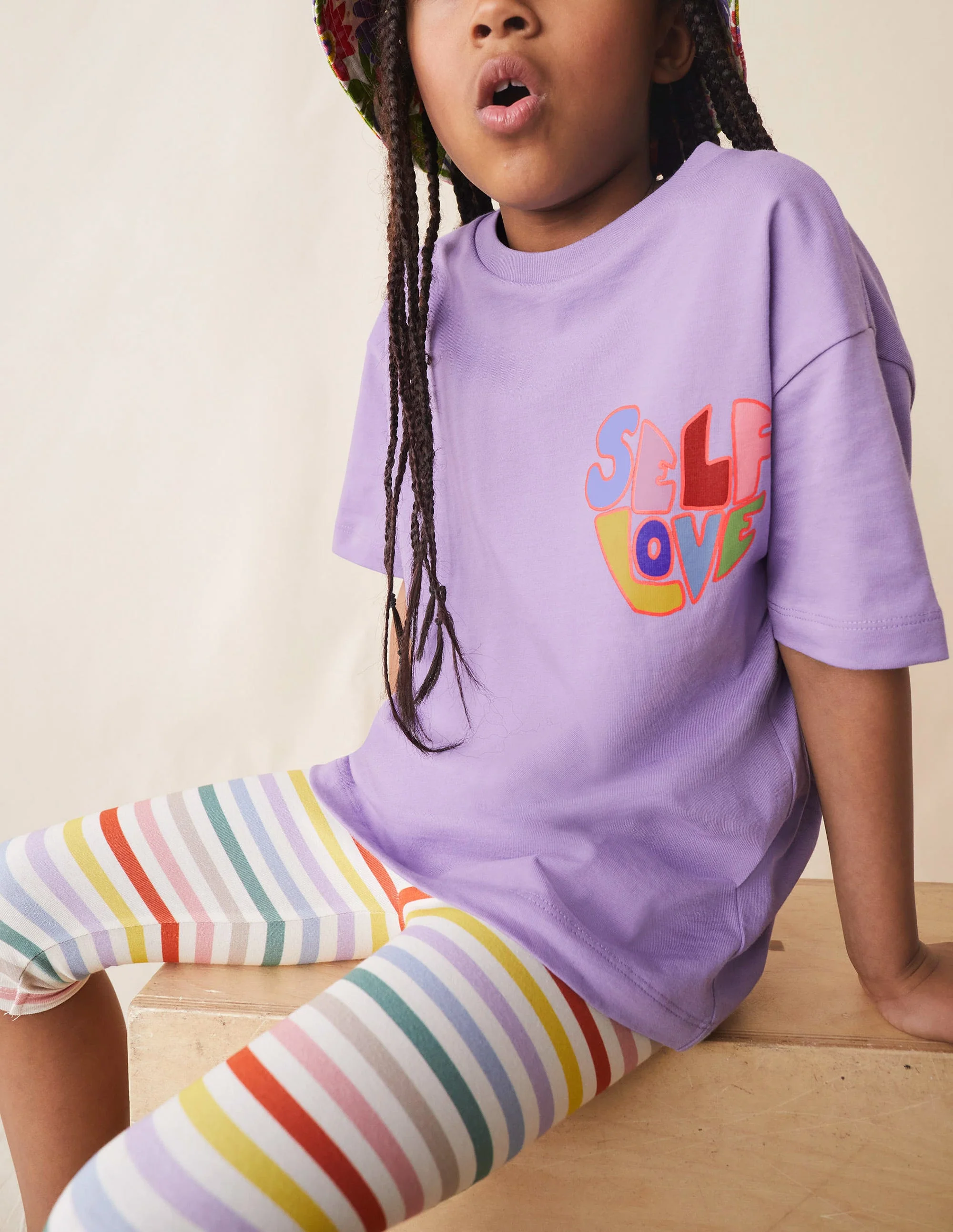 Fun Cropped Leggings-Buttercup Yellow/Purple - Image 4