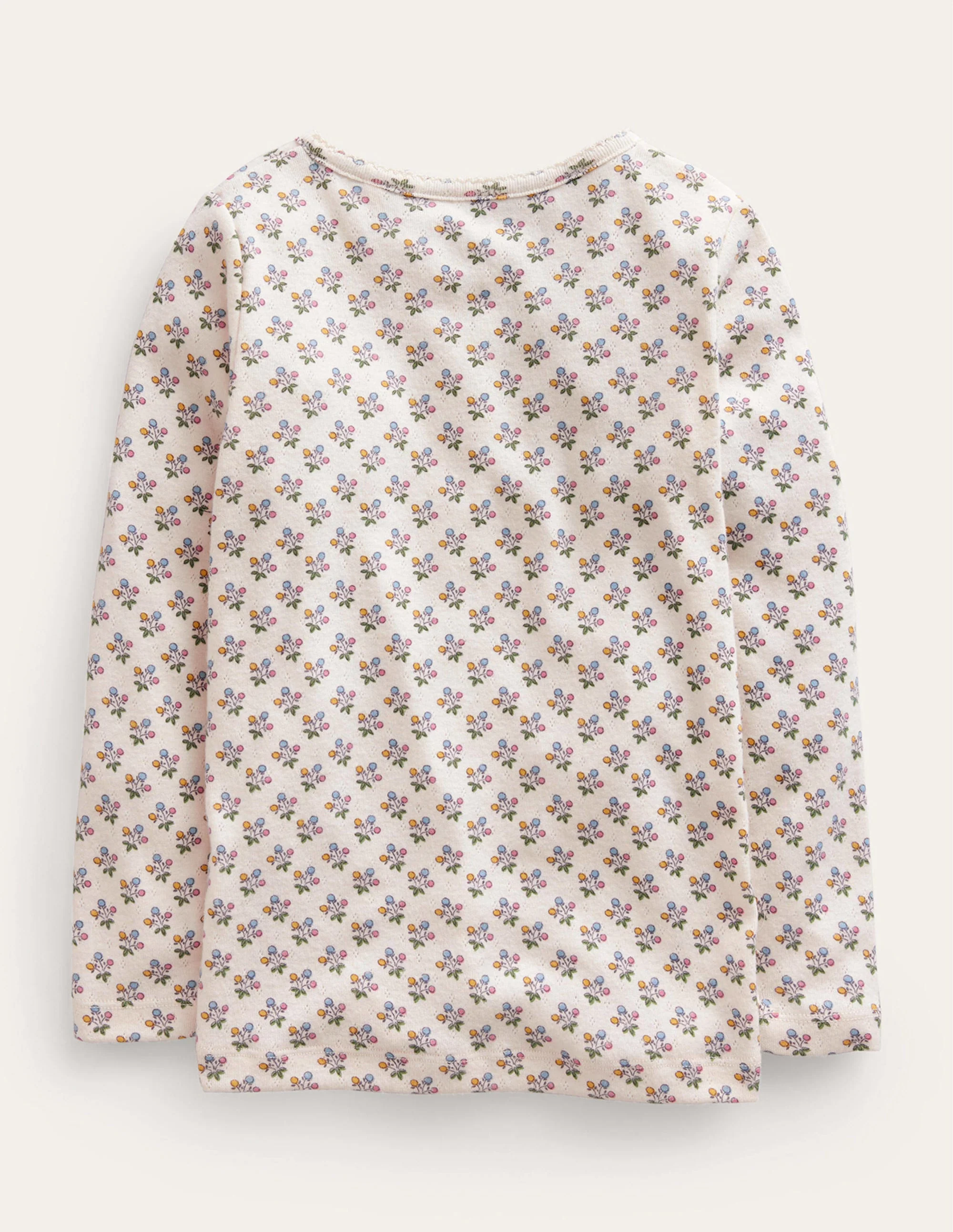 Henley Pointelle Top-Vanilla Pod/Mustard Floral - Image 2