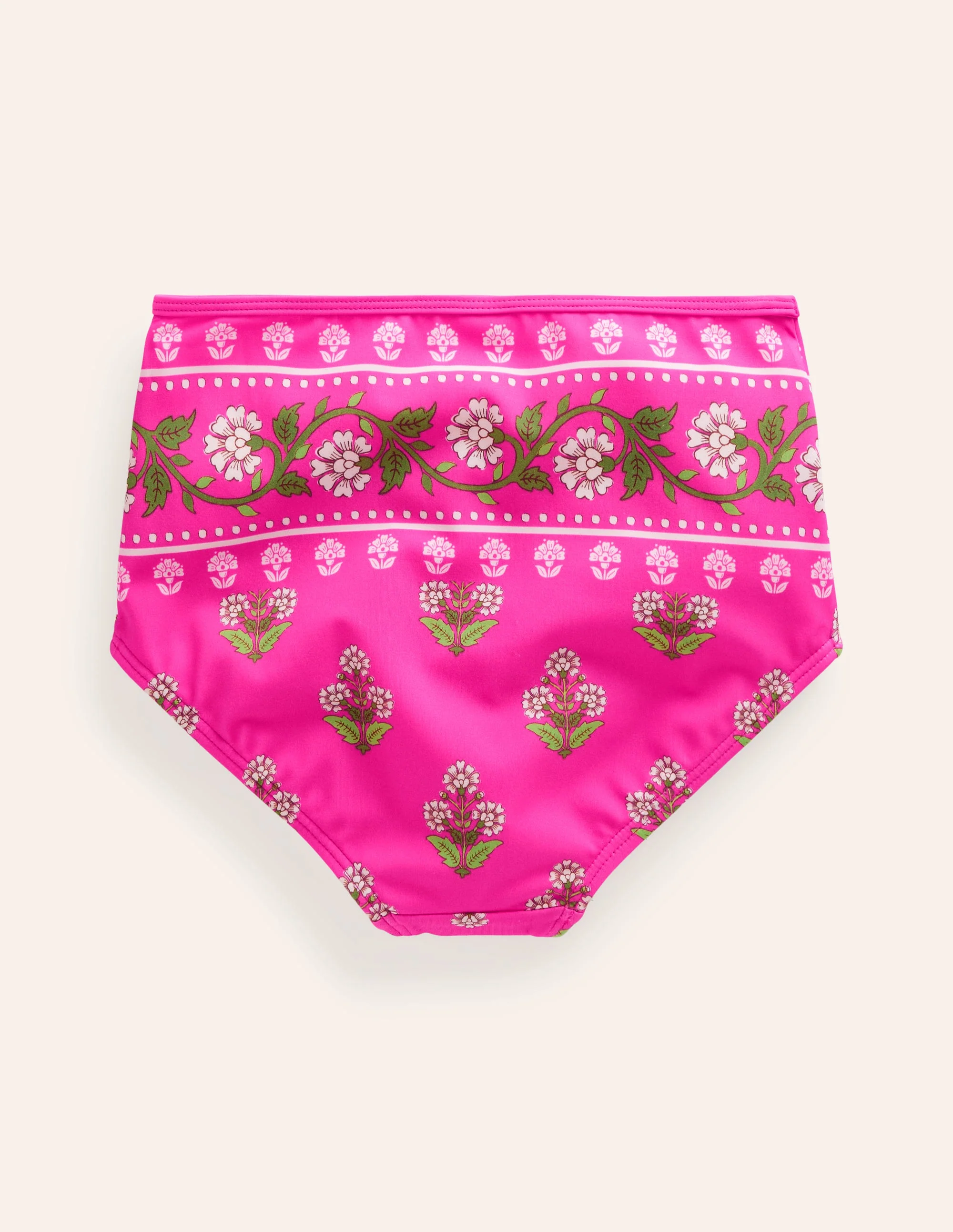 High Waisted Bikini Bottoms-Pink Small Woodblock - Image 2