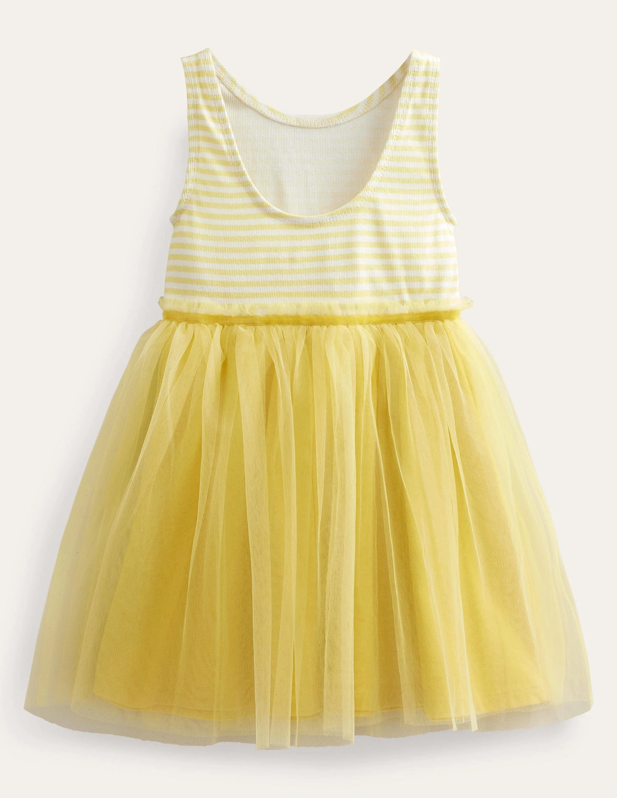 Jersey Tulle Mix Dress-Lemon Yellow - Image 2