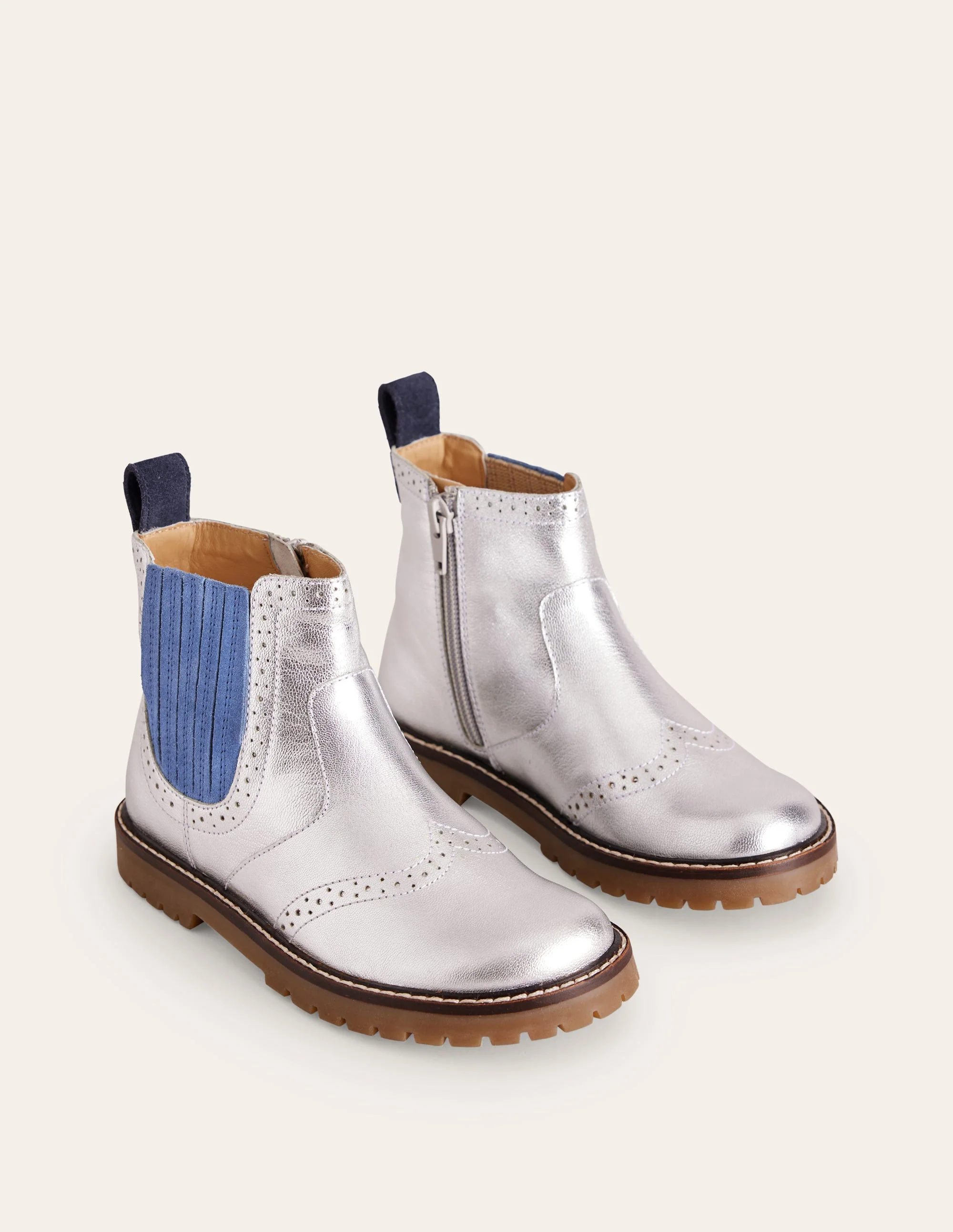 Leather Chelsea Boots-Silver - Image 2