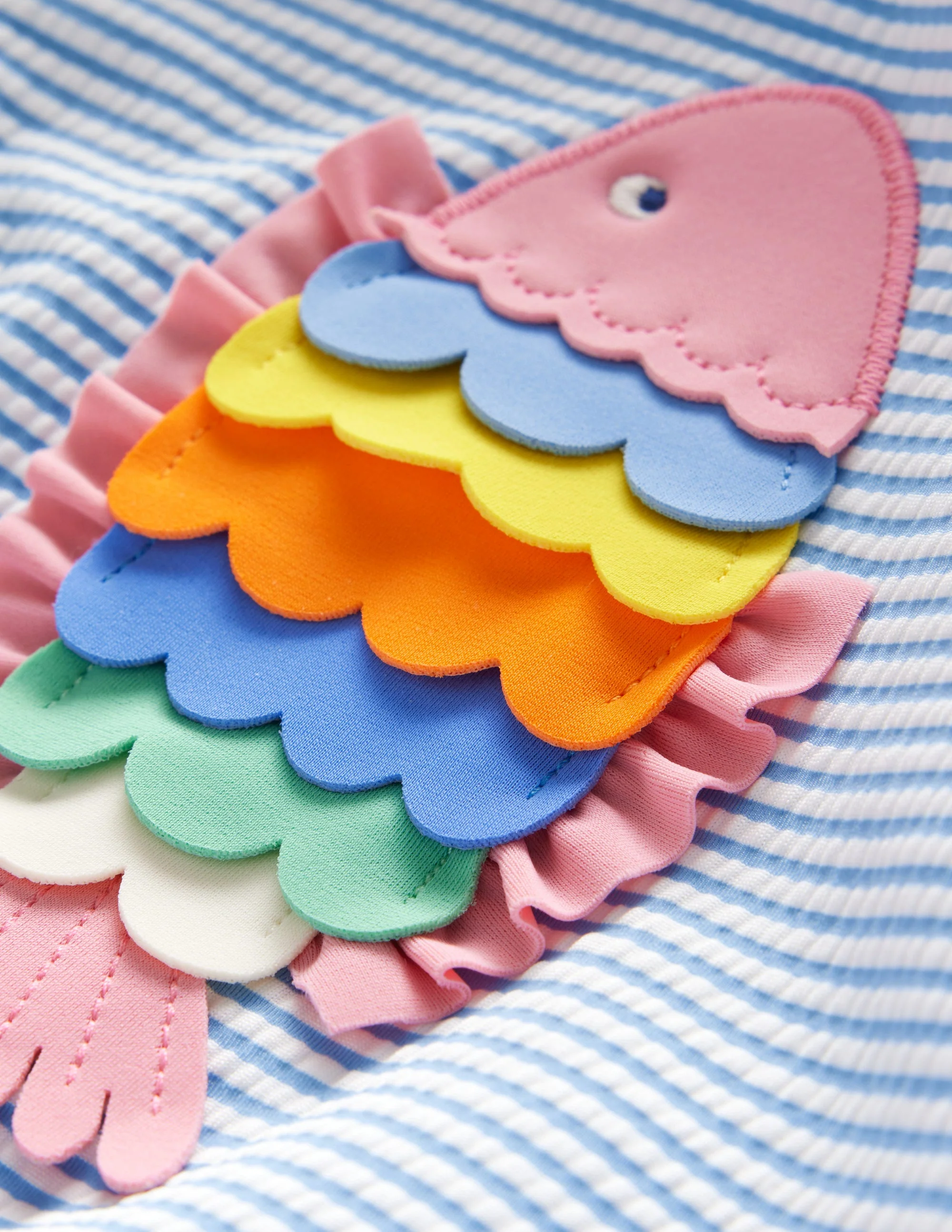 Logo Flutter Sleeve Swimsuit-Blue Ticking Fish - Image 3