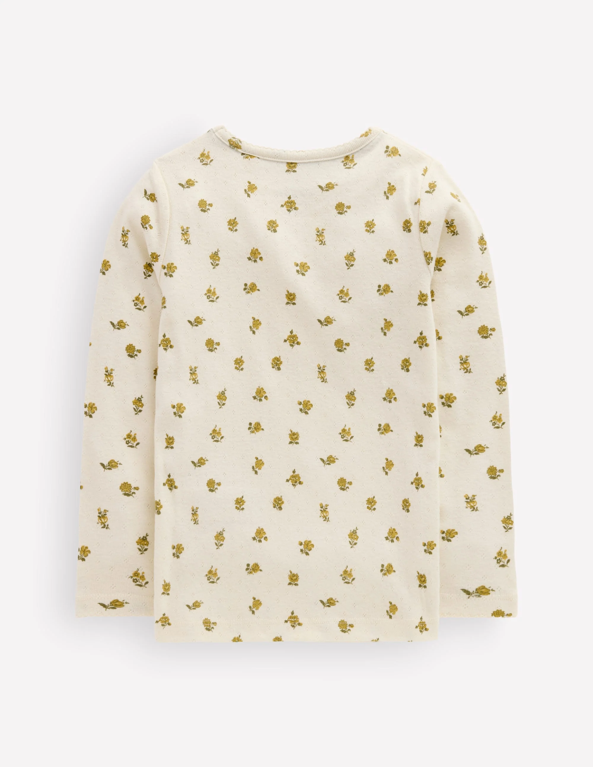 Long Sleeve Pointelle Top-Yellow Ditsy Floral - Image 2
