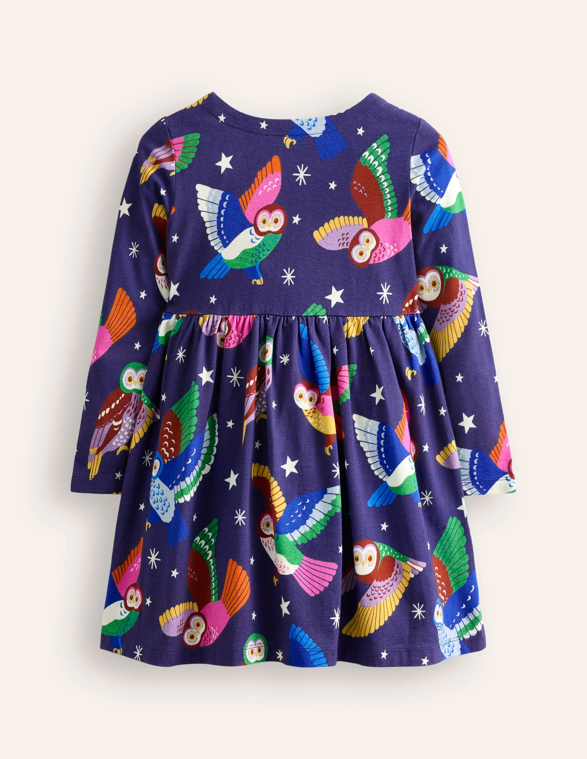 Long-Sleeved Fun Jersey Dress-College Navy Owls - Image 2