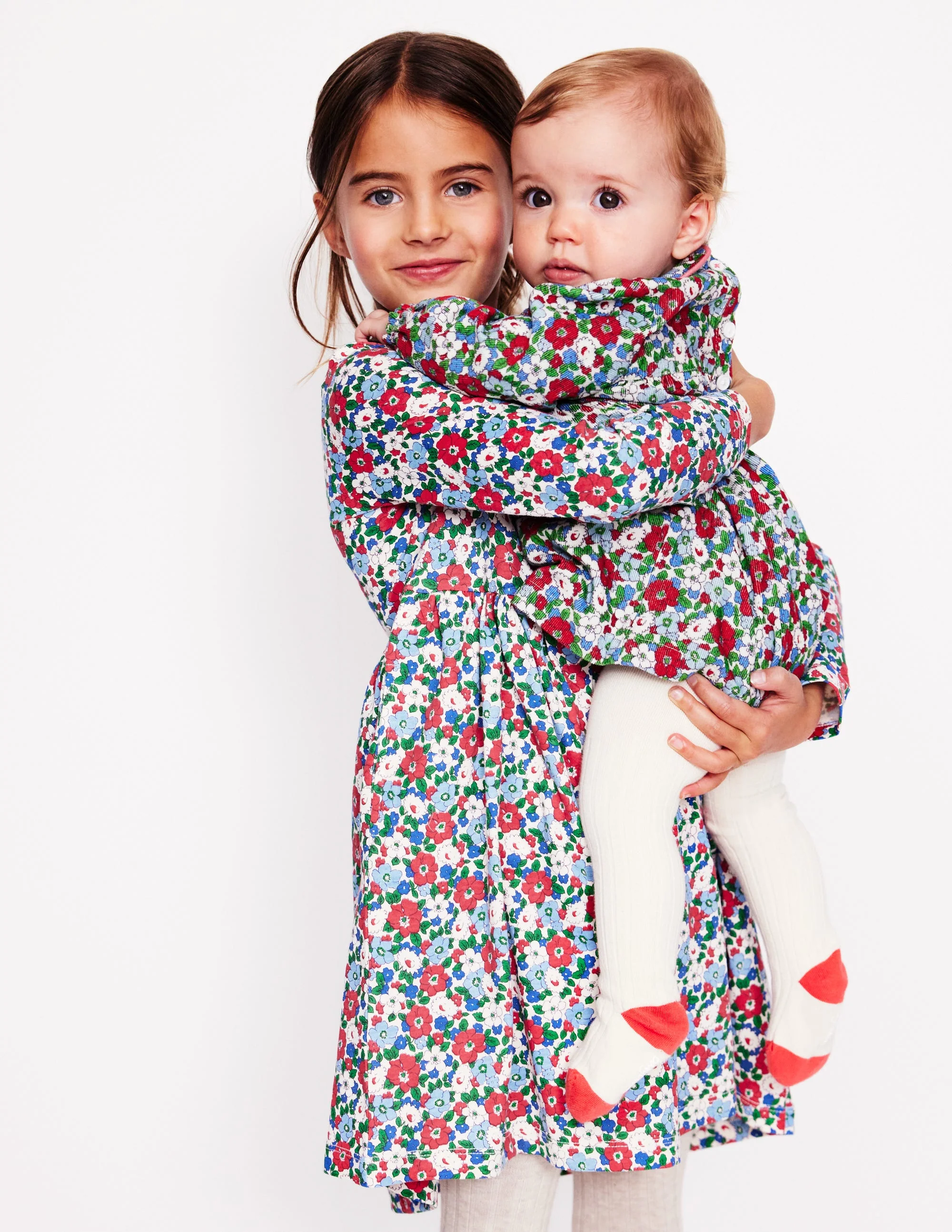 Long-Sleeved Fun Jersey Dress-Glacier Blue Winter Floral - Image 4
