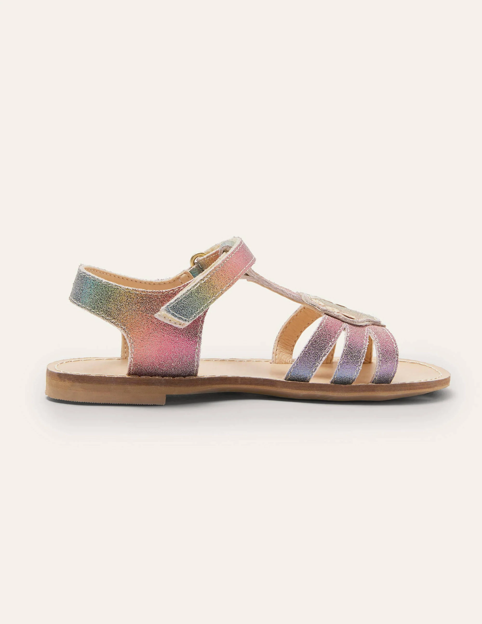 Novelty Leather Sandals-Rainbow Metallic Shell - Image 2