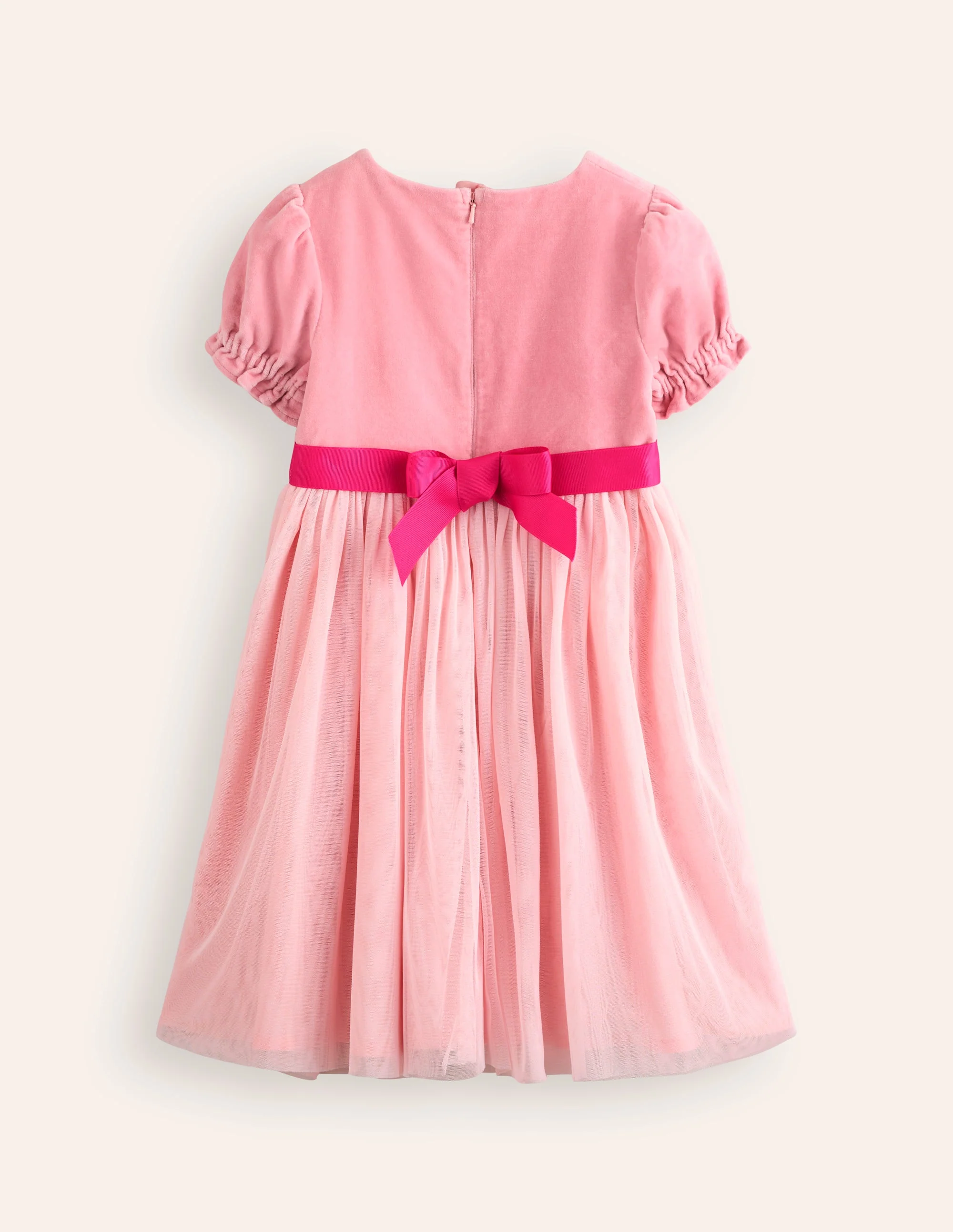 Ottilie Velvet Tulle Dress-Vintage Pink Autumn Leaves - Image 2