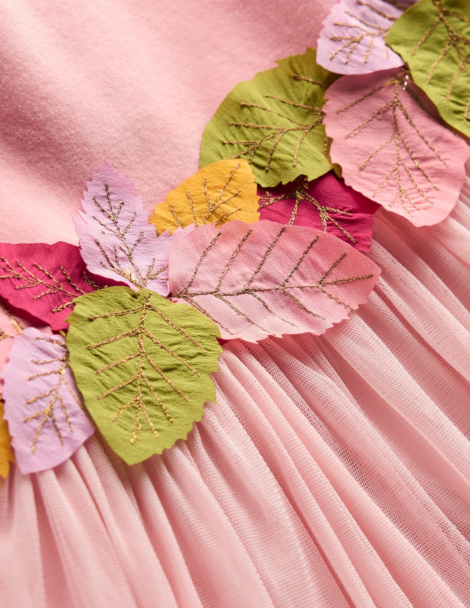 Ottilie Velvet Tulle Dress-Vintage Pink Autumn Leaves - Image 3