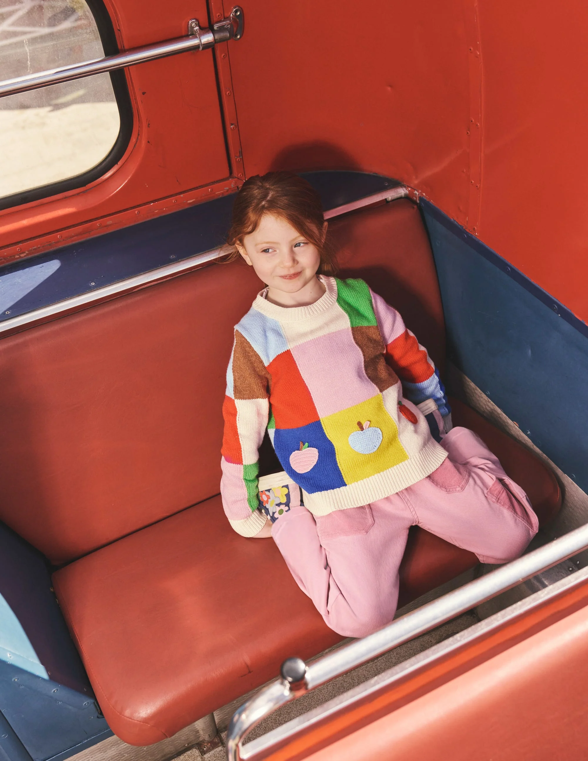 Patchwork Check Jumper-Multi Colourblock Apples - Image 6