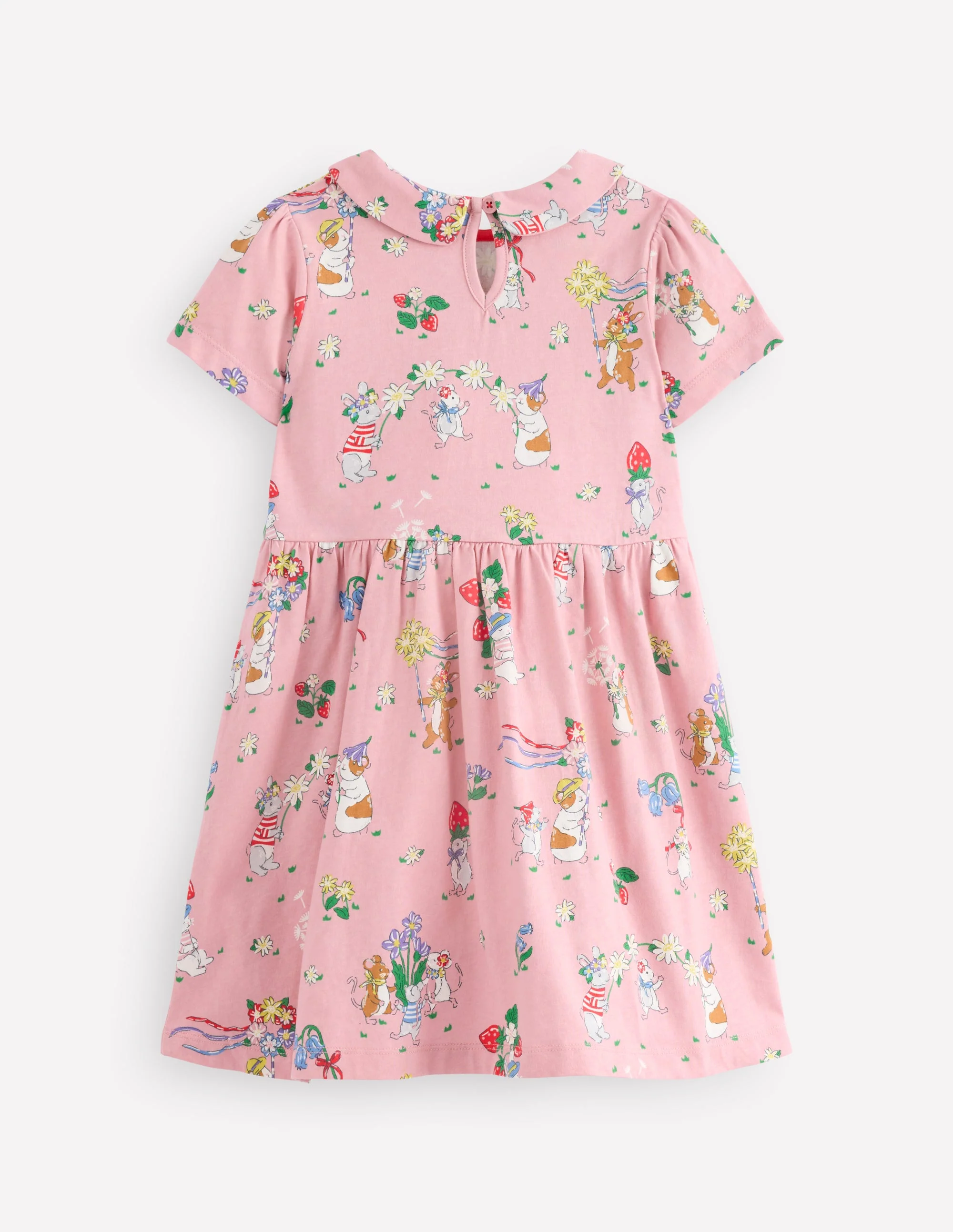 Peter Pan Collar Jersey Dress-Vintage Pink May Day - Image 2