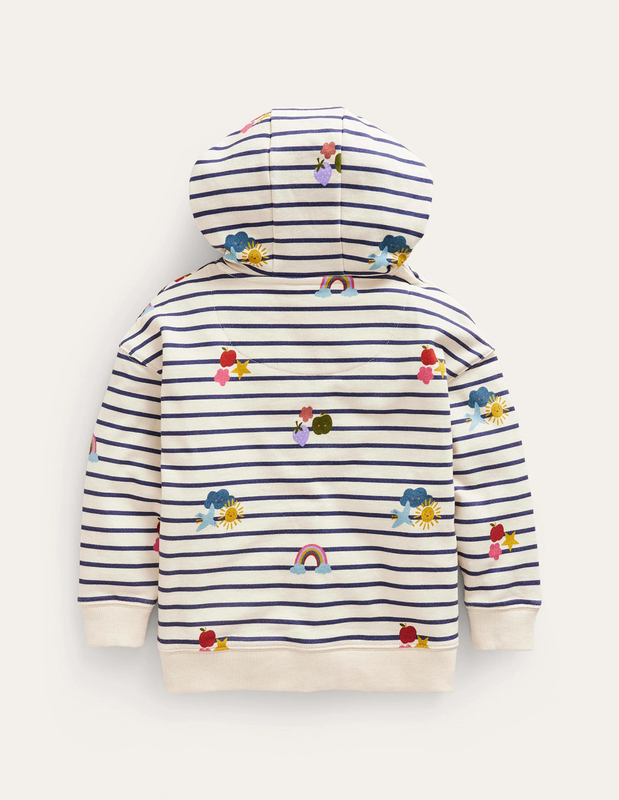 Printed Hoodie-Stripe Rainbow Clouds - Image 2