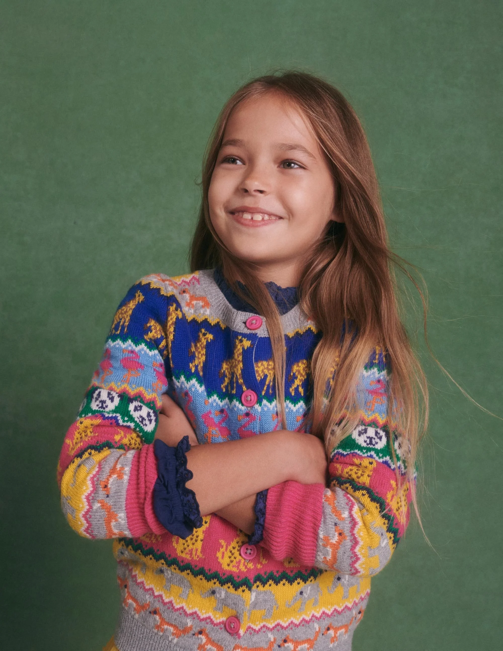 Rainbow Animal Stripe Fair Isle Cardigan-Multi Animal Fair Isle - Image 7