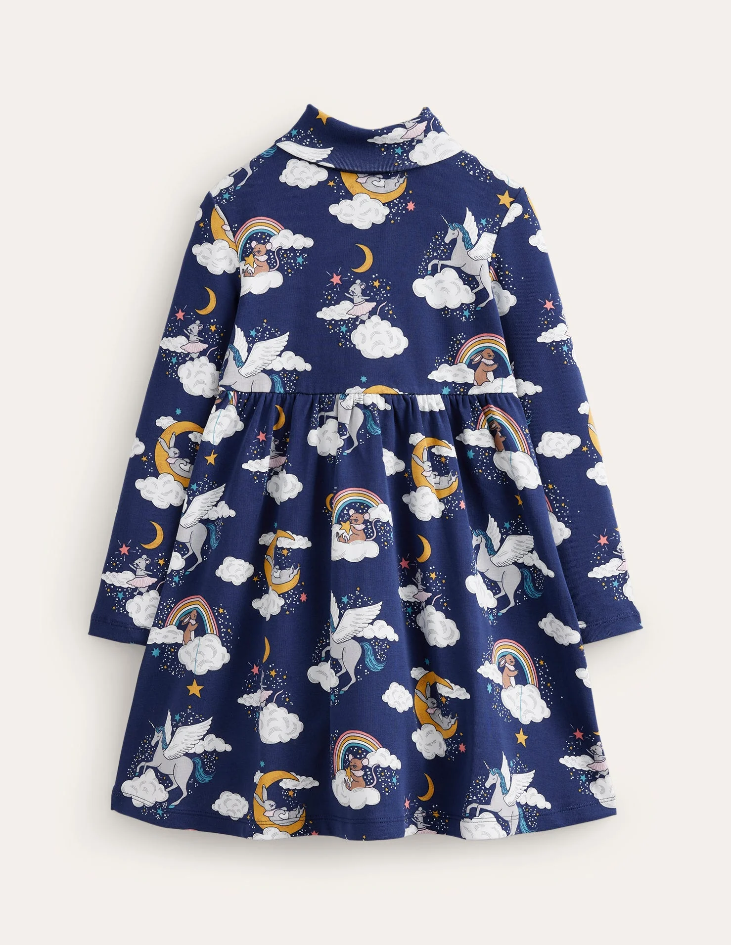 Roll Neck Jersey Dress-College Navy Magical Sky