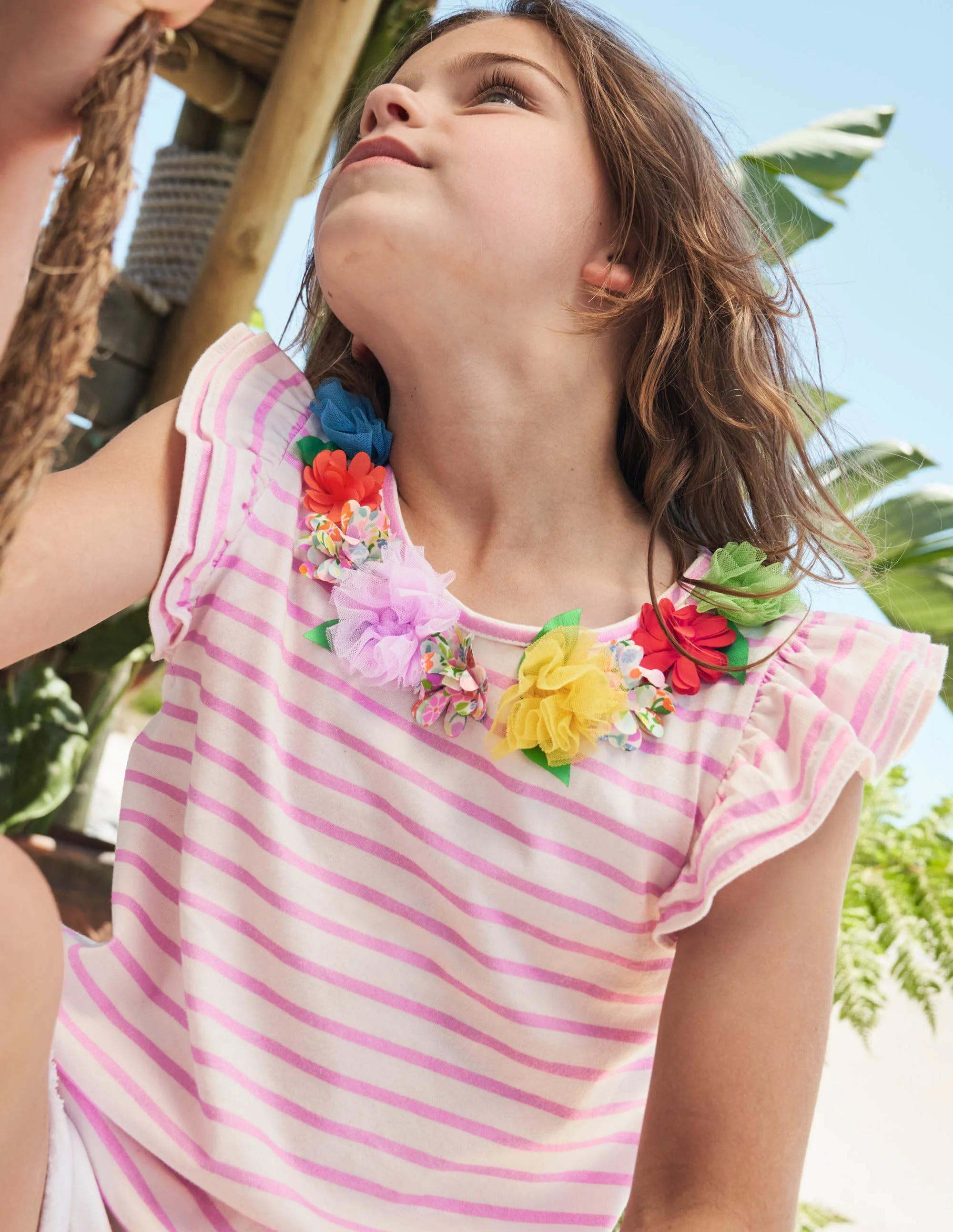 Ruffle Interest logo T-shirt-Ivory / Rosebay Floral - Image 6