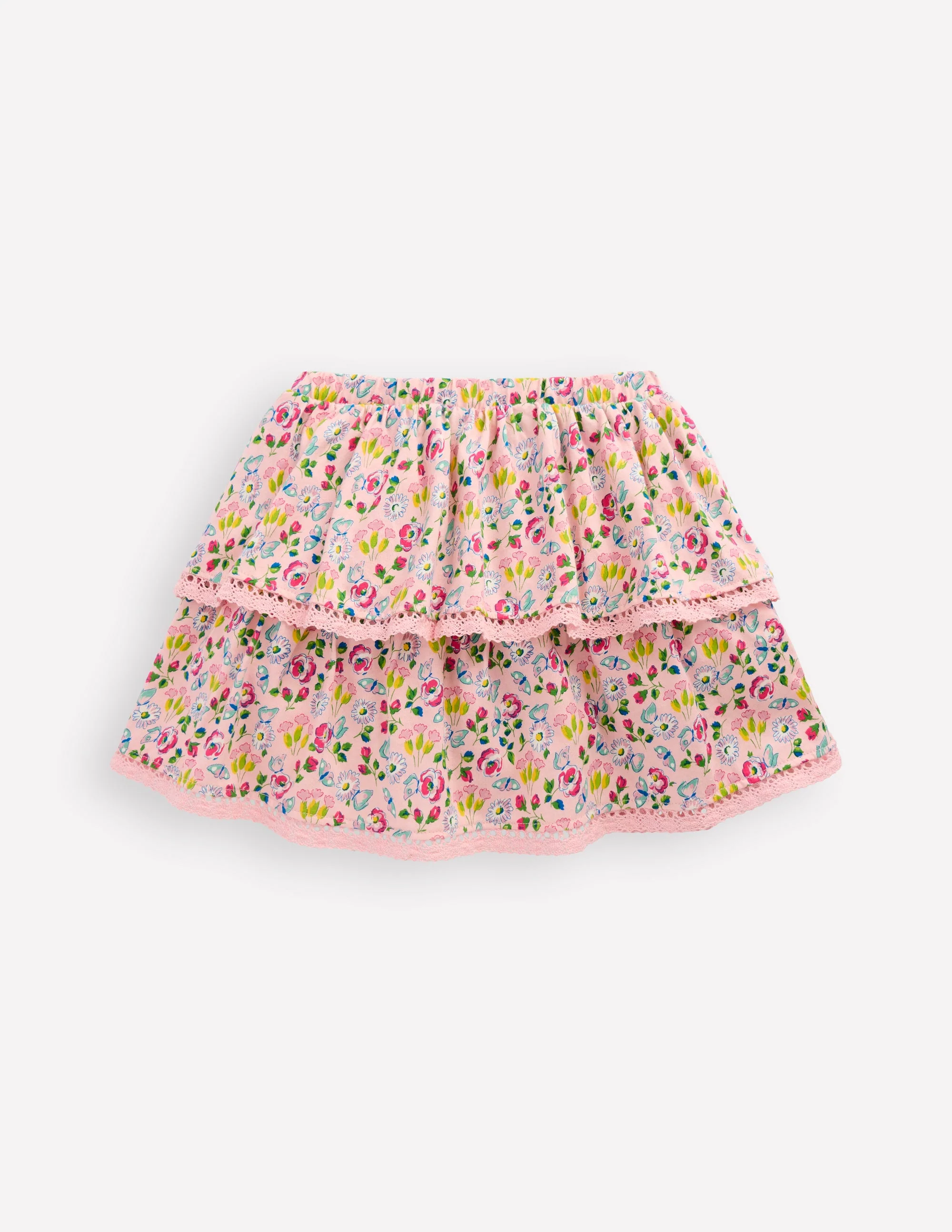 Ruffle Jersey Skort-Chalk Pink Spring Garden - Image 2