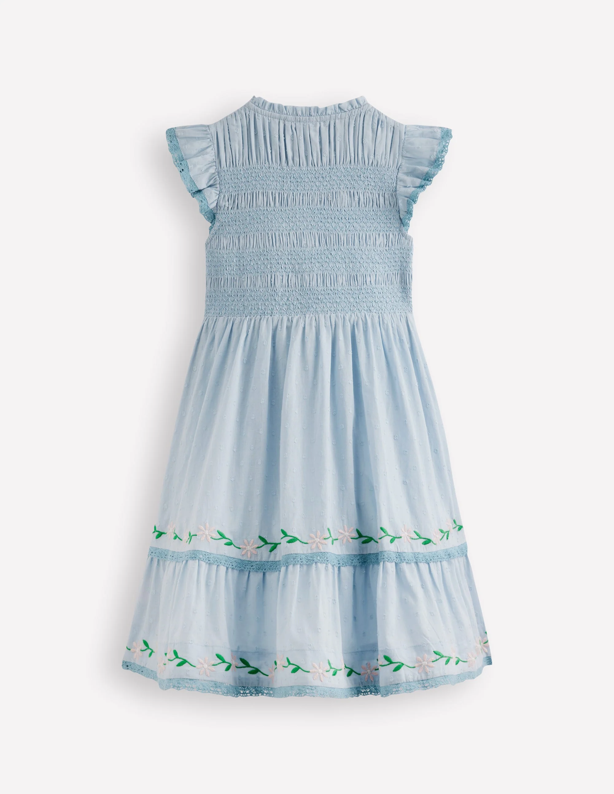 Shirred Bodice Midi Dress-Misty Blue - Image 2