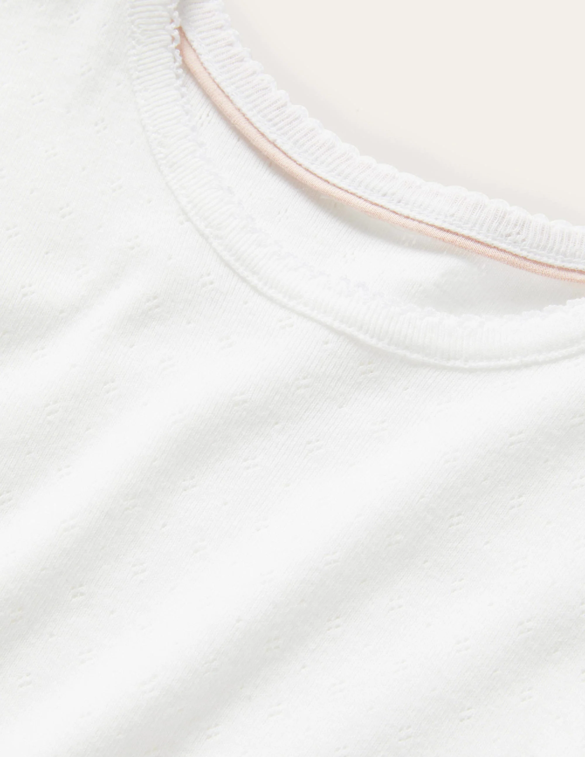 Short-Sleeved Pointelle Top-Ivory - Image 3