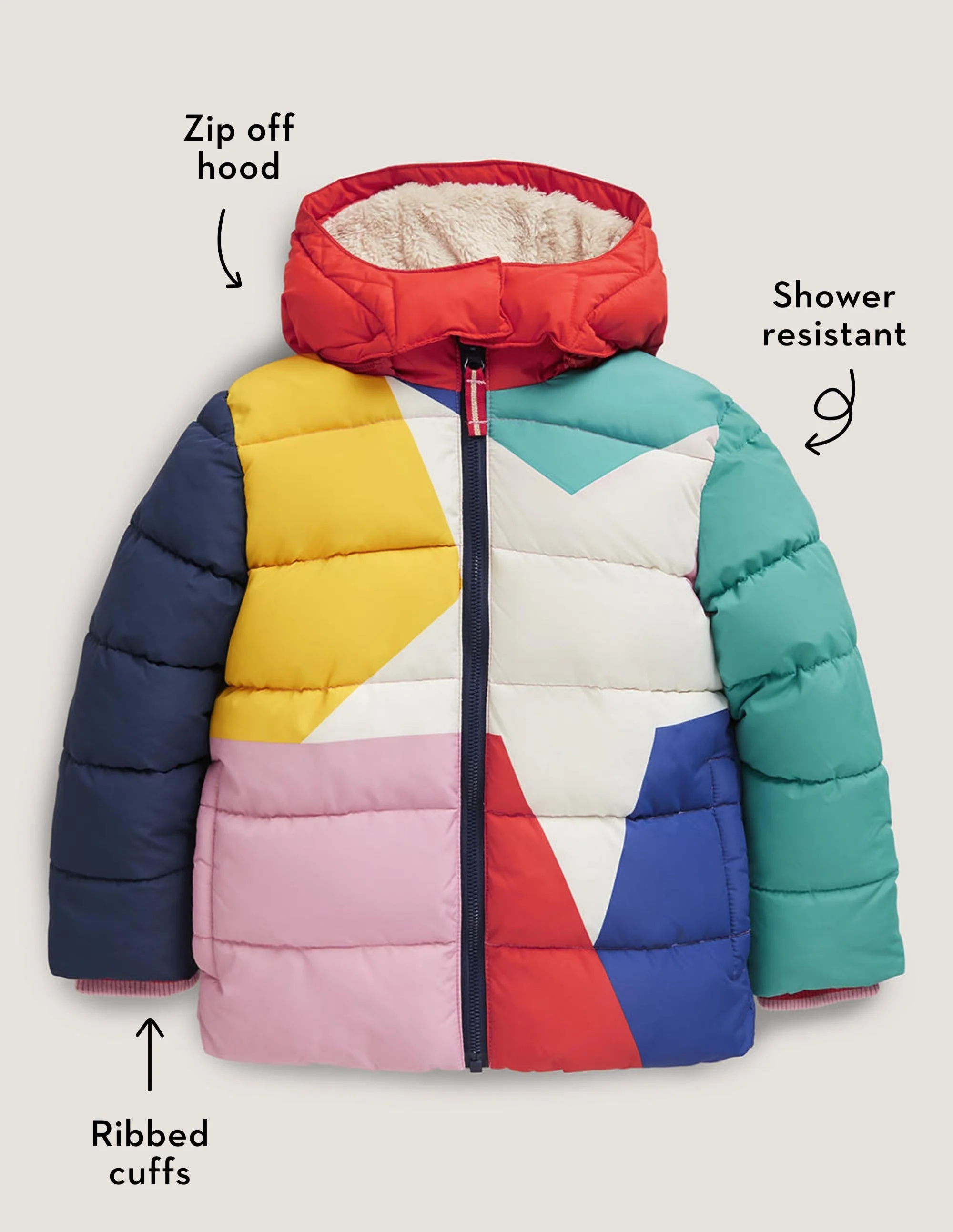 Shower Resistant Padded Jacket-Multi Colourblock Star - Image 5