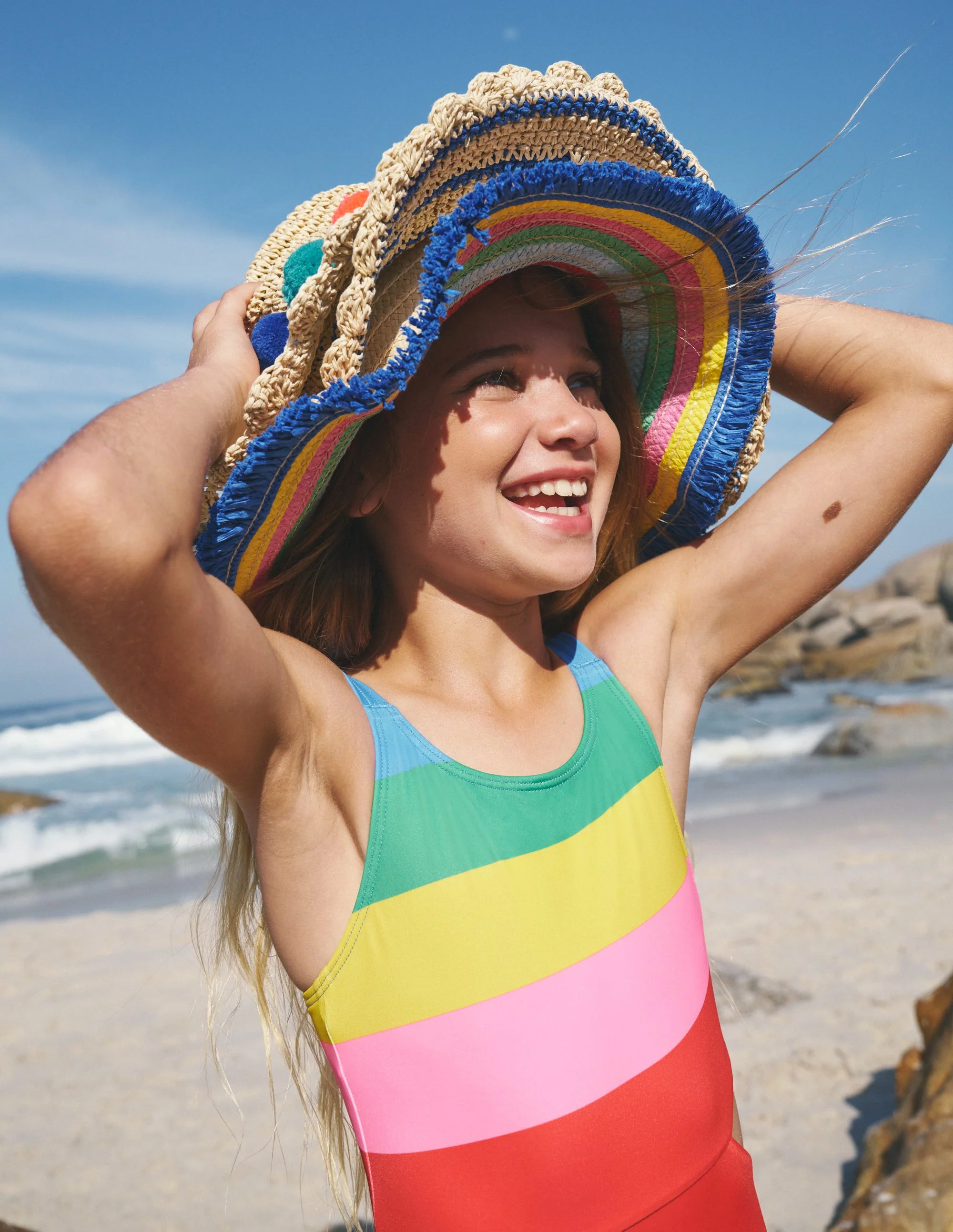 Straw Hat-Multi Stripe Brim - Image 3