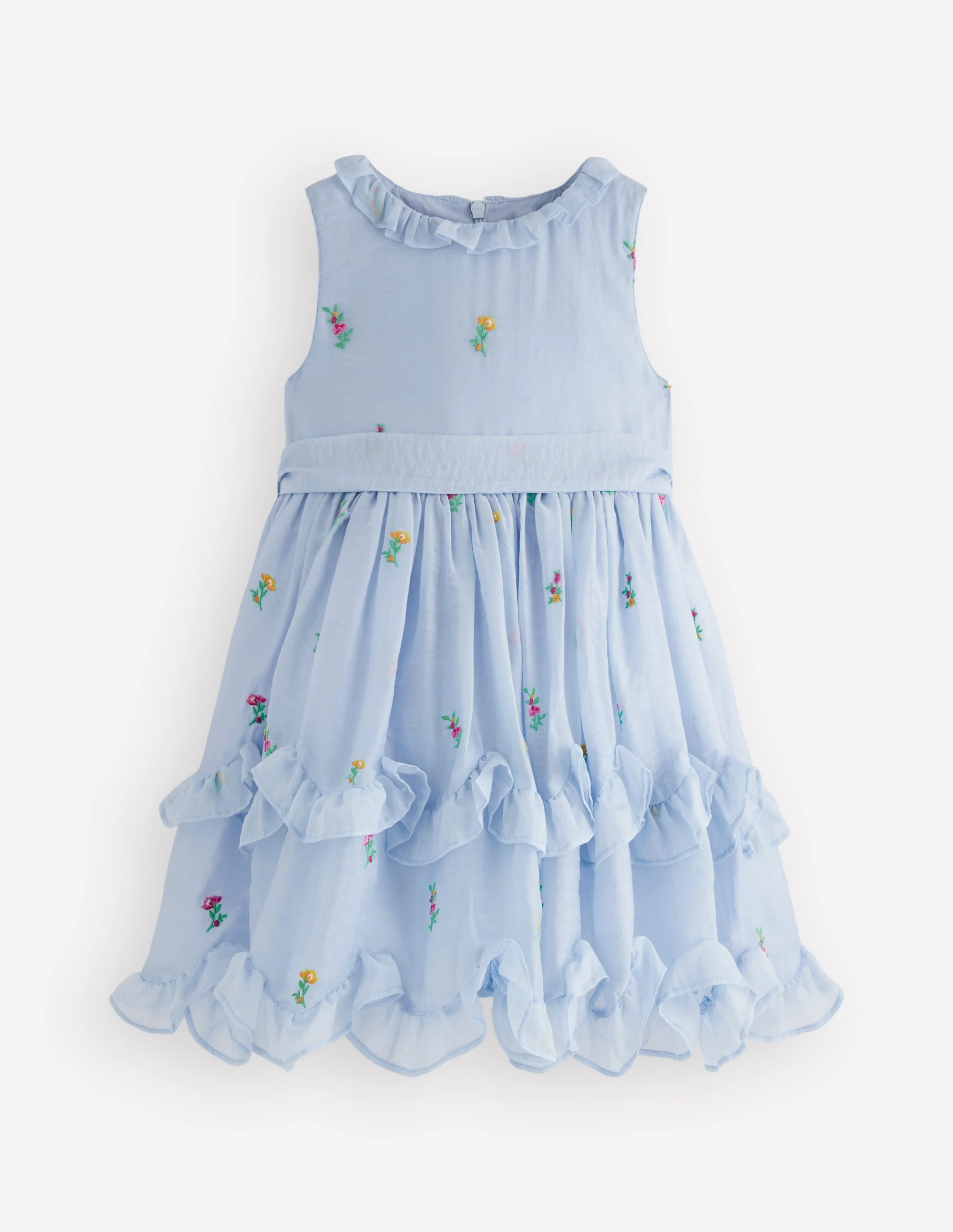 Tiered Ruffle Occasion Dress-Misty Blue