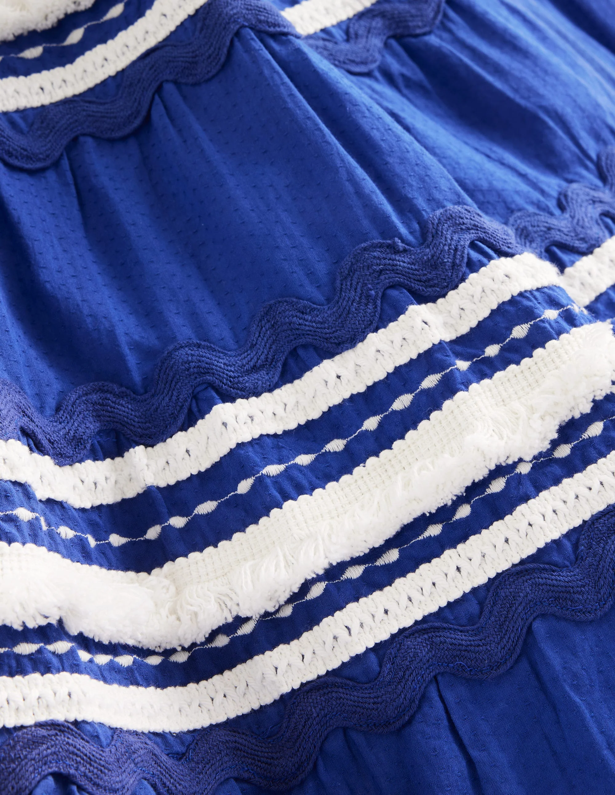 Tiered Twirly Ric Rac Dress-Sapphire Blue - Image 3