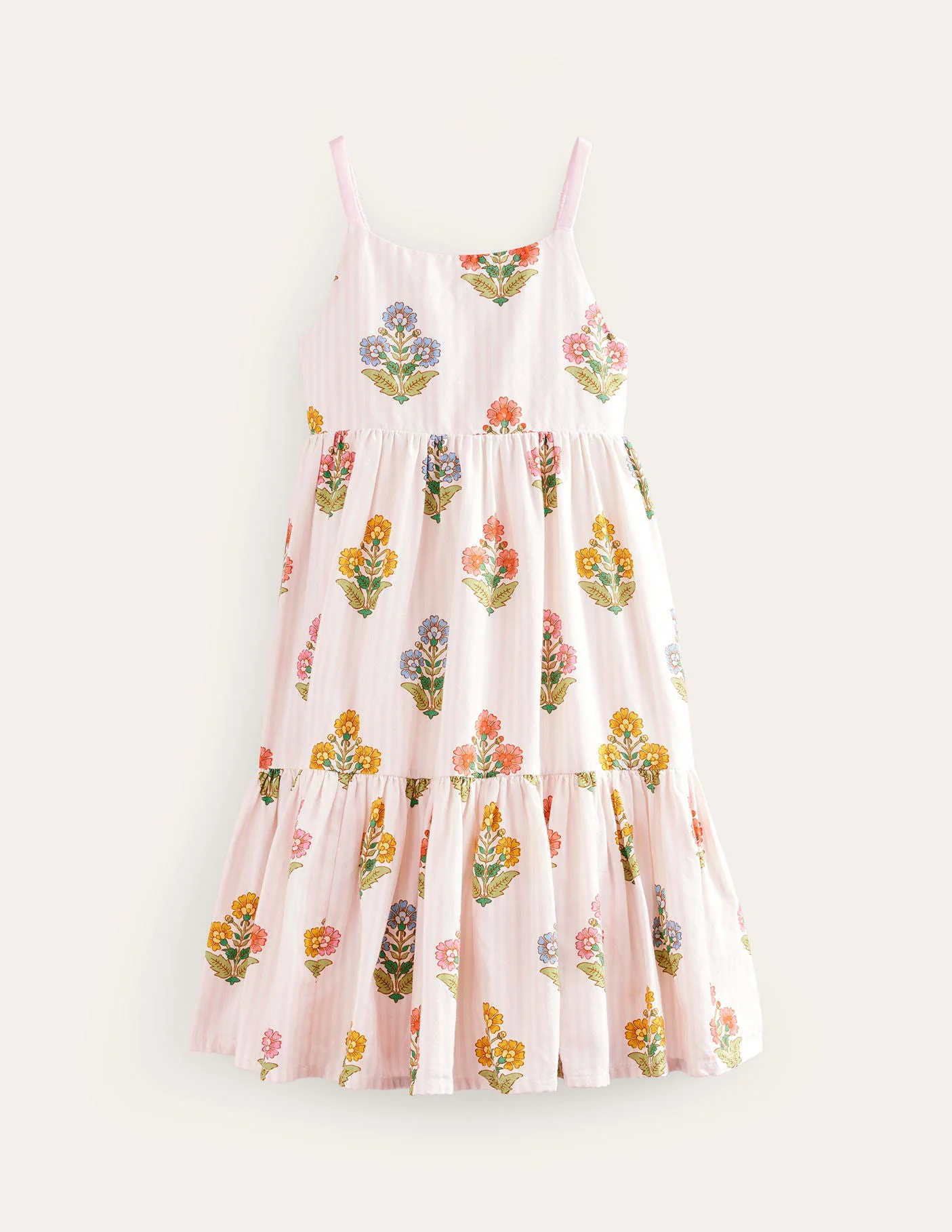 Tiered Twirly Sundress-Pink Woodblock Floral - Image 4