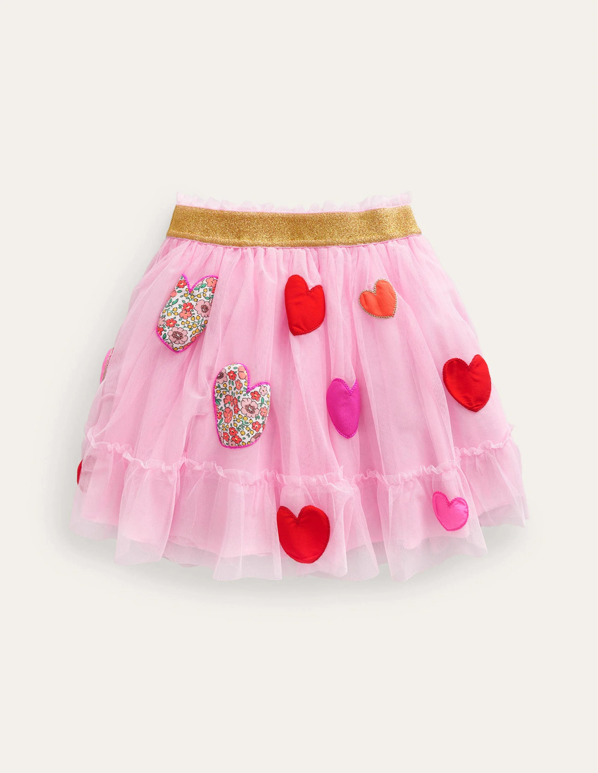 Tulle Appliqué Skirt-Pink Hearts - Image 2