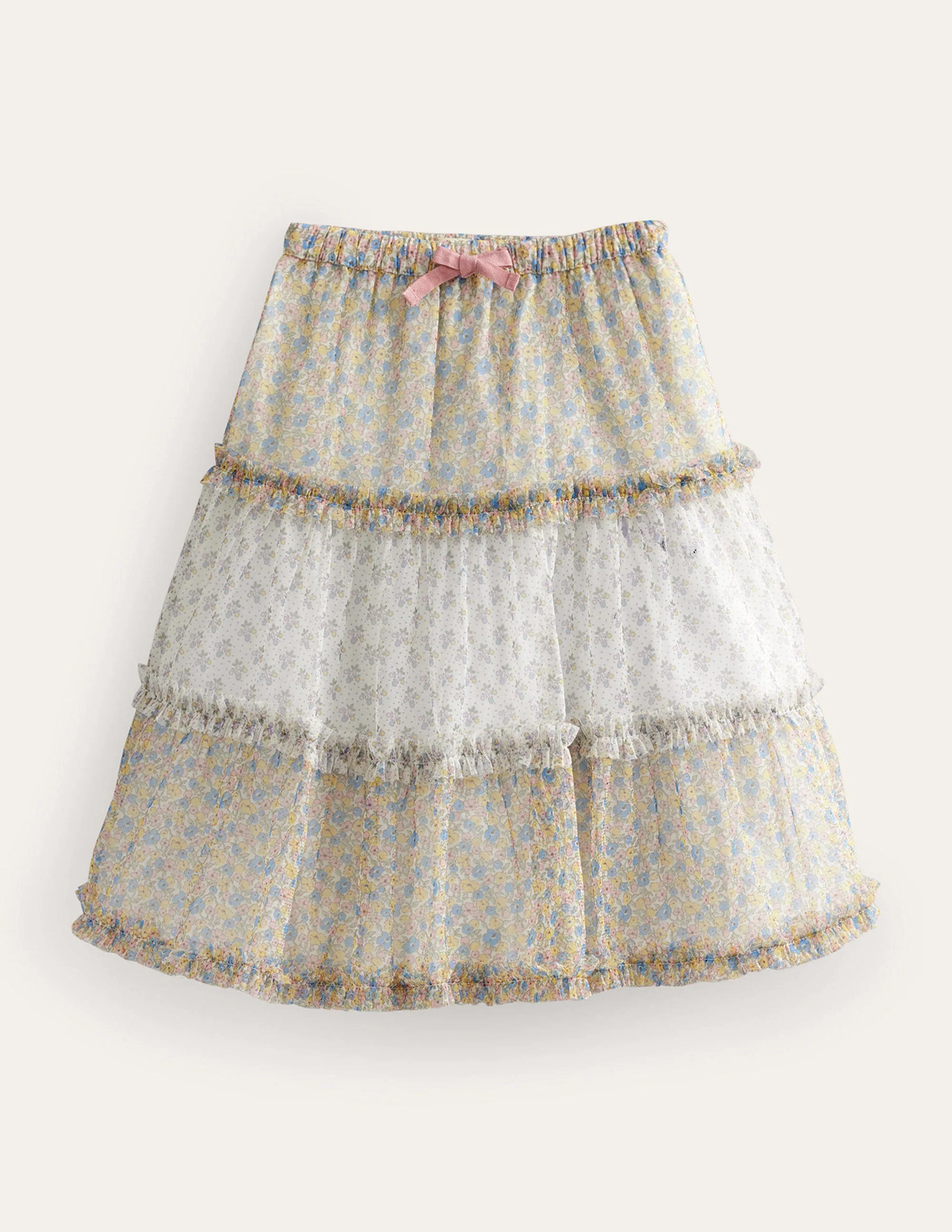 Tulle Midi Skirt-Multi Vintage Pattern