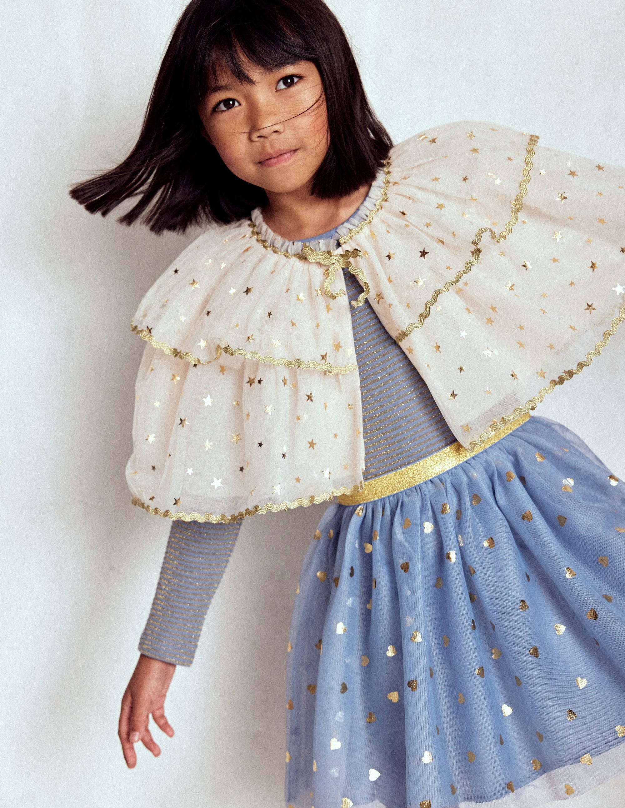Twirly Tulle Mix Dress-Stormbolt Blue/ Gold Confetti - Image 3