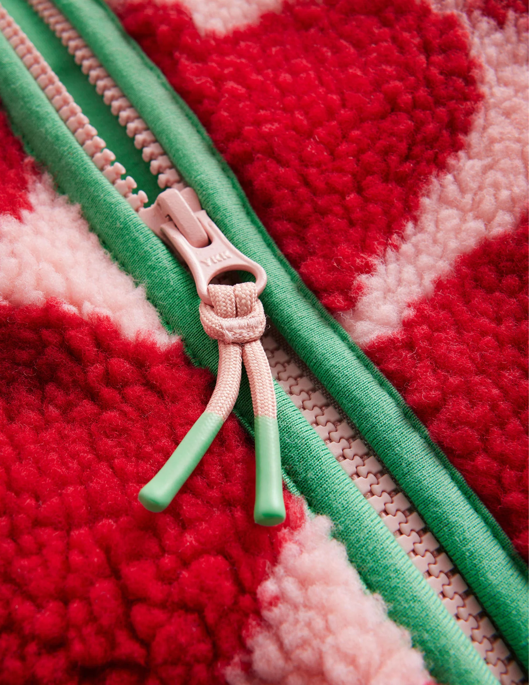 Zip Through Printed Fleece-Peach Skin Hearts - Image 3