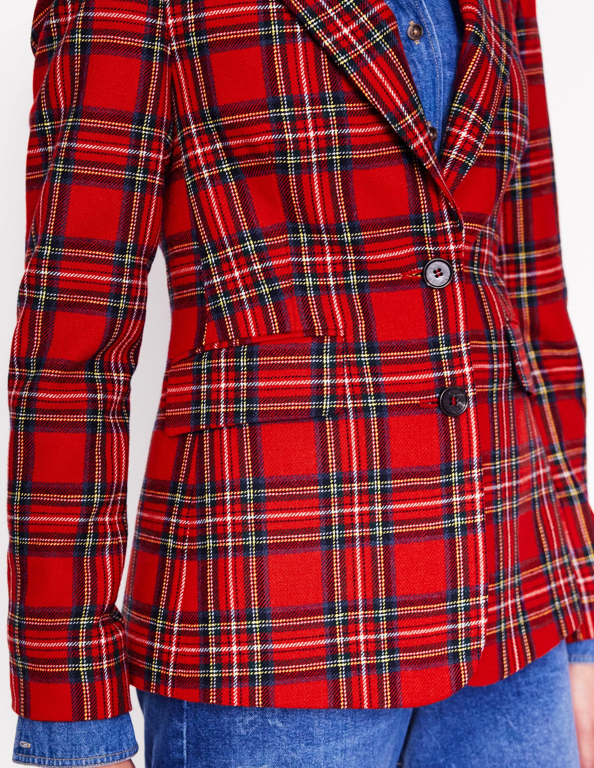 Marylebone Wool-Blend Blazer-Red and Blue Check - Image 2