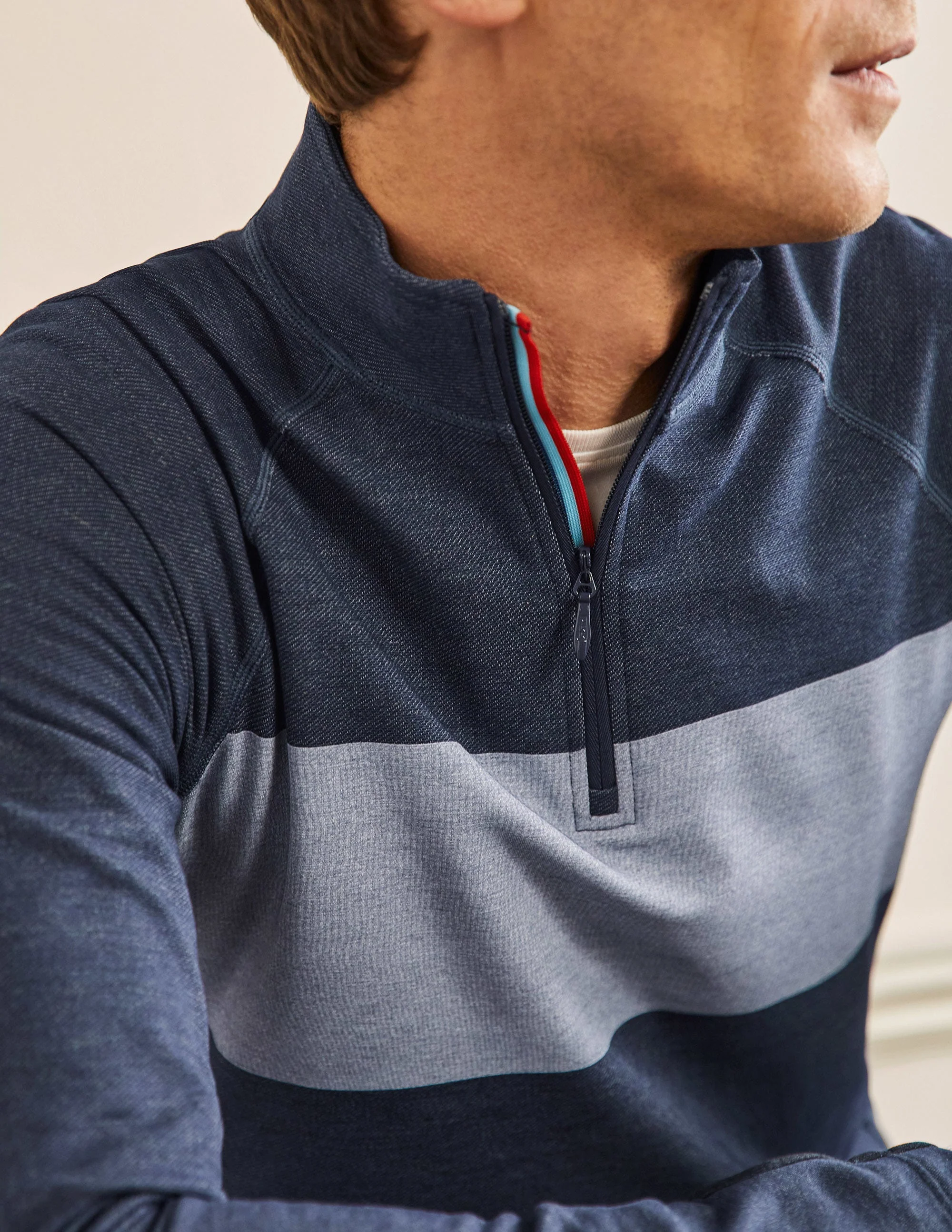 Active Half-Zip Top-Navy Colour block - Image 3