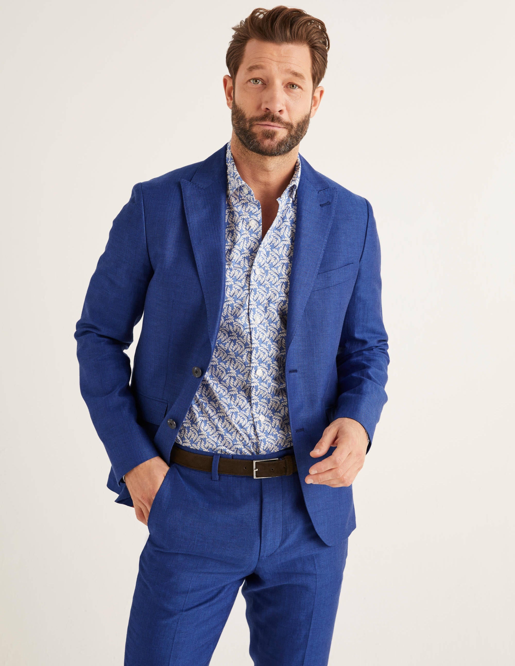Belgravia Linen Blazer-Blue Herringbone - Image 2