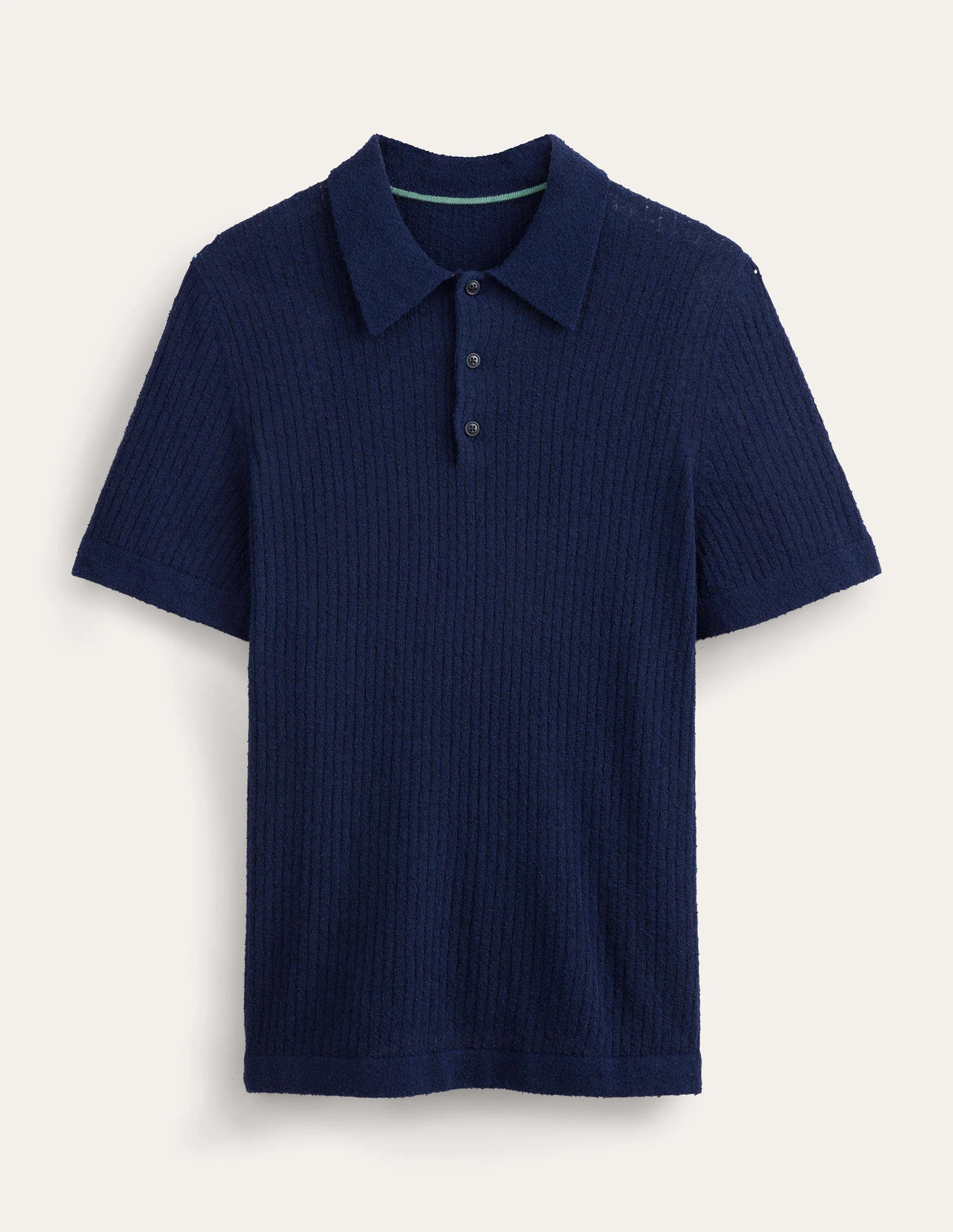 Boucle Knitted Polo-French Navy - Image 5