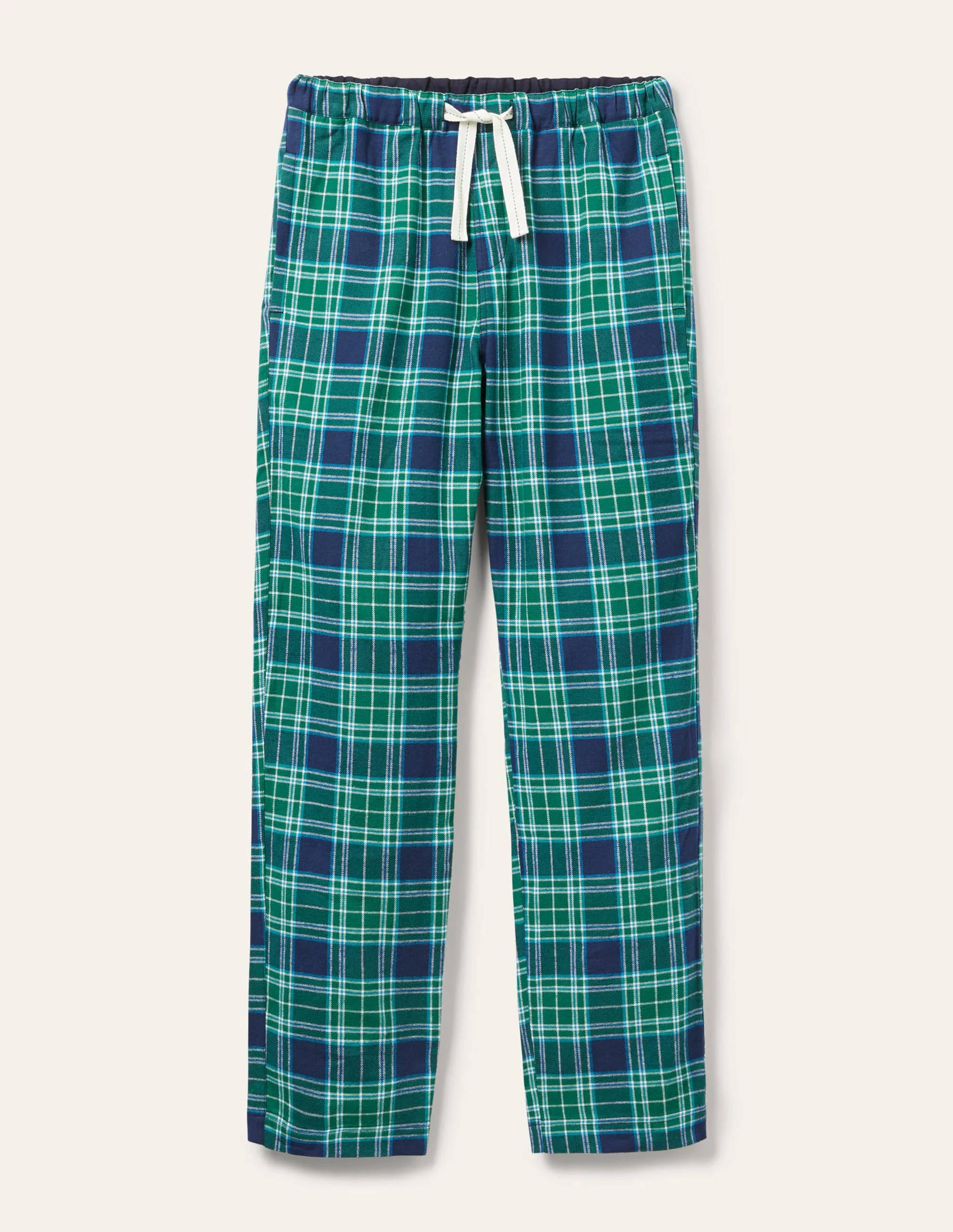 Brushed Cotton Pyjama Bottoms-Navy/Mountain Meadow Check - Image 6