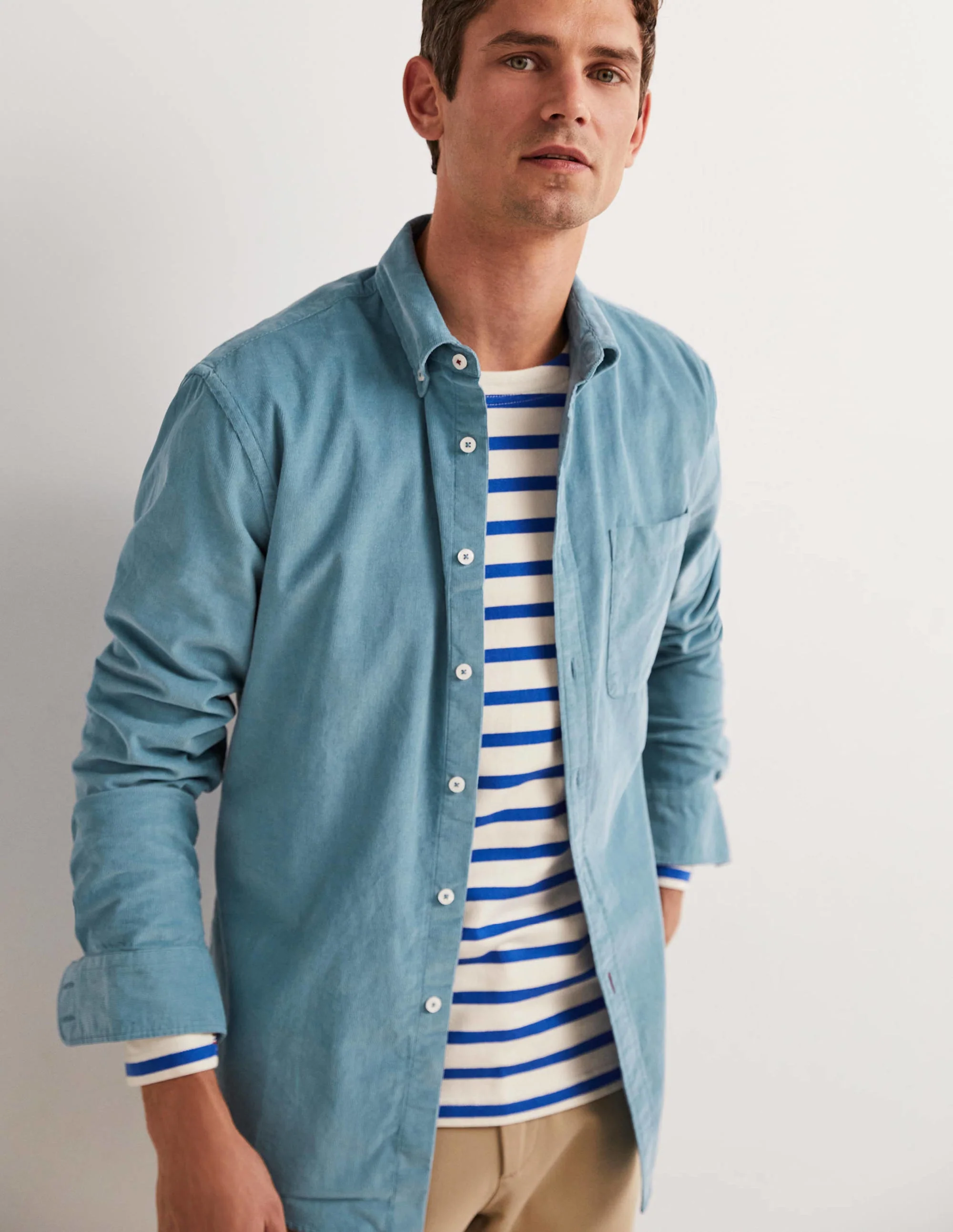 Button Down Cord Shirt-Soft Velvet Blue - Image 8