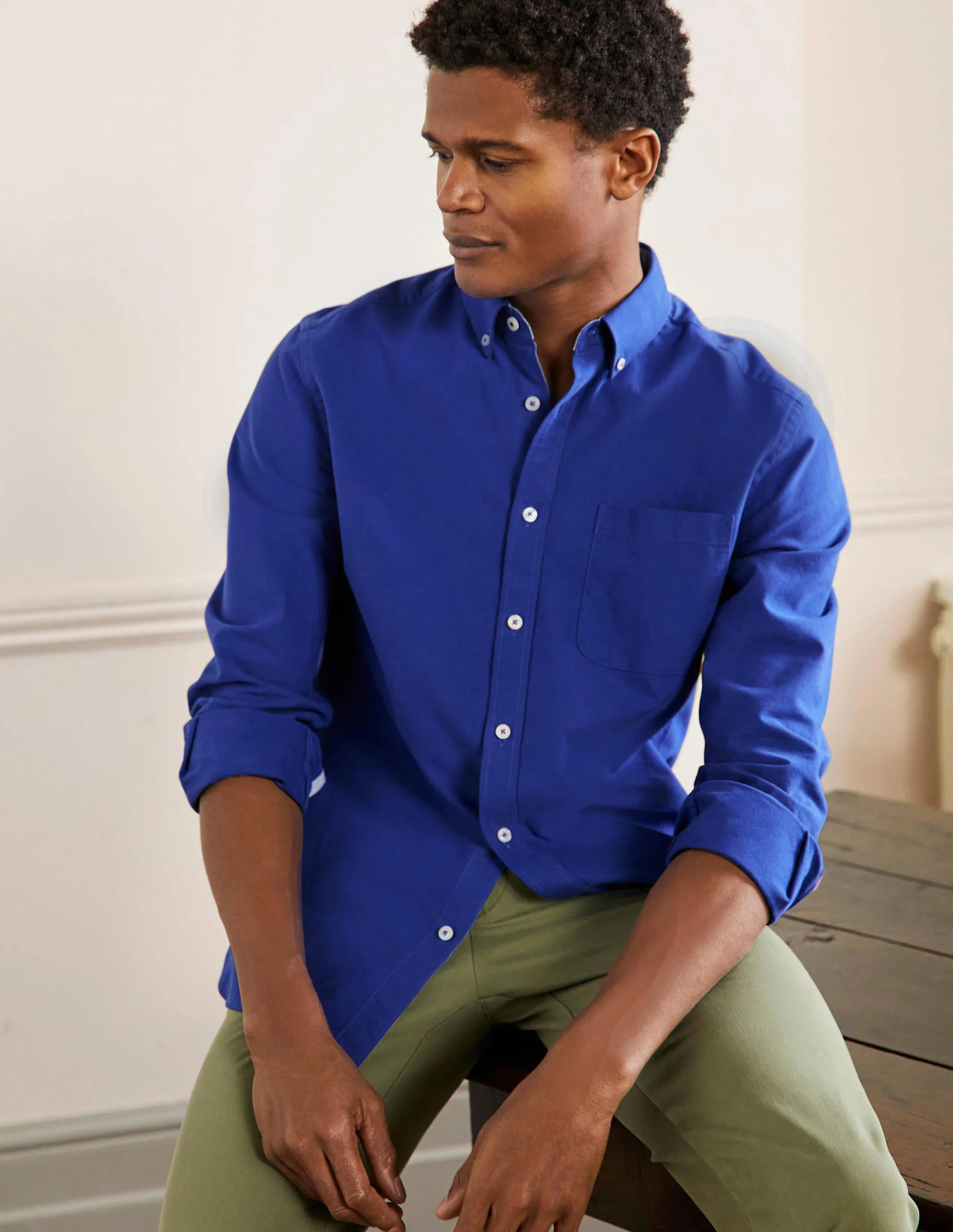 Button Down Oxford Shirt-Bright Blue - Image 4
