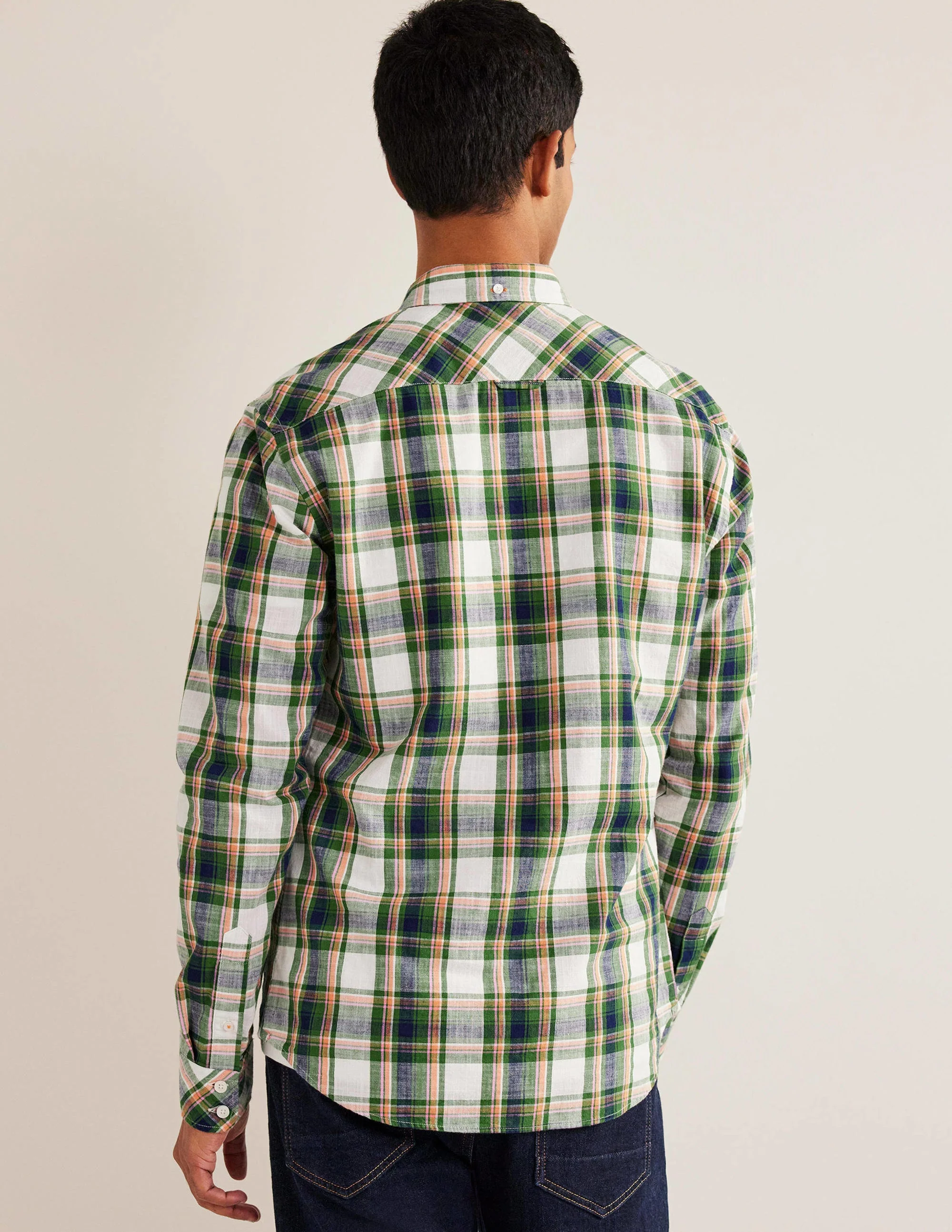 Button Down Slim Fit Shirt-Broad Bean Check - Image 3