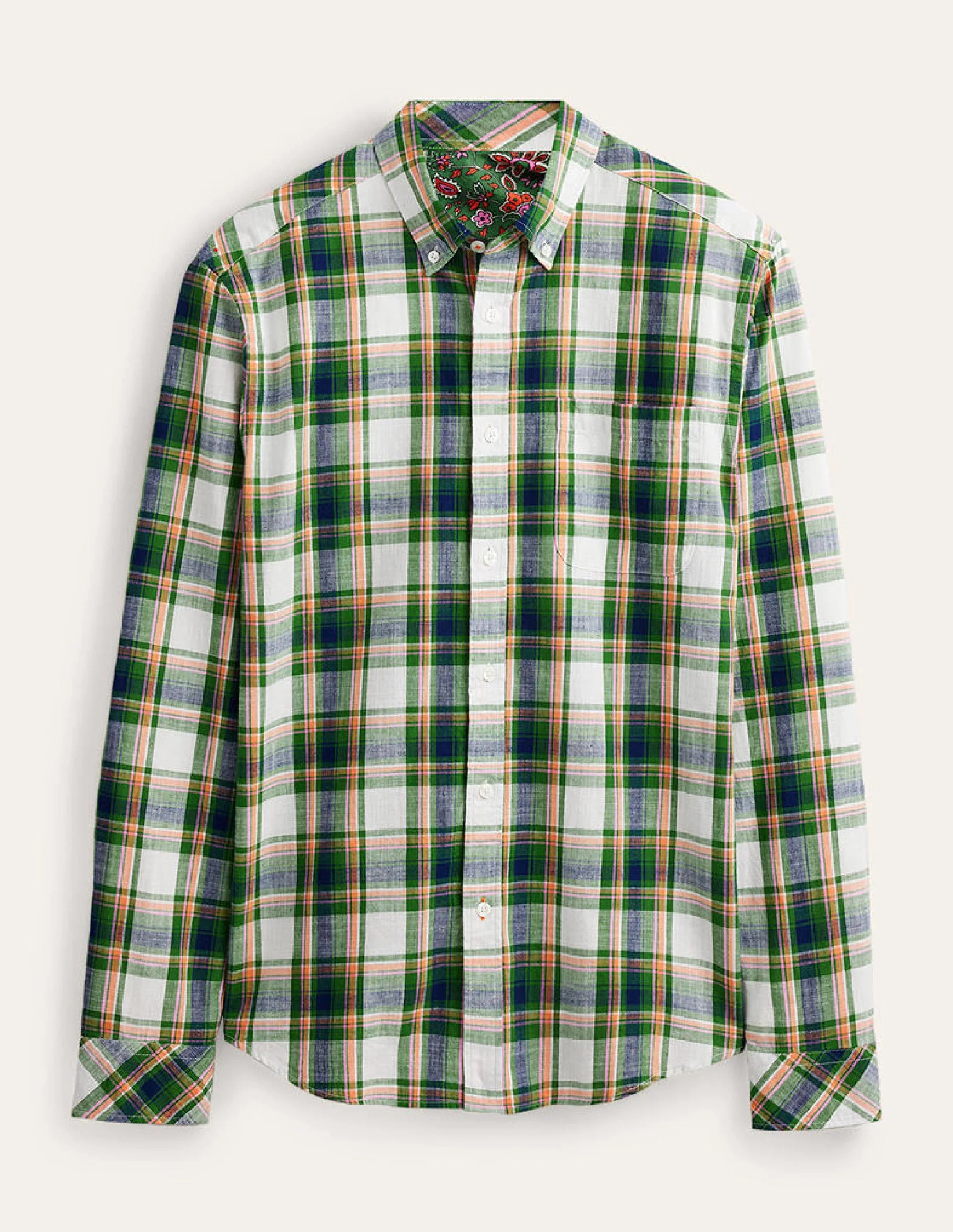 Button Down Slim Fit Shirt-Broad Bean Check - Image 5