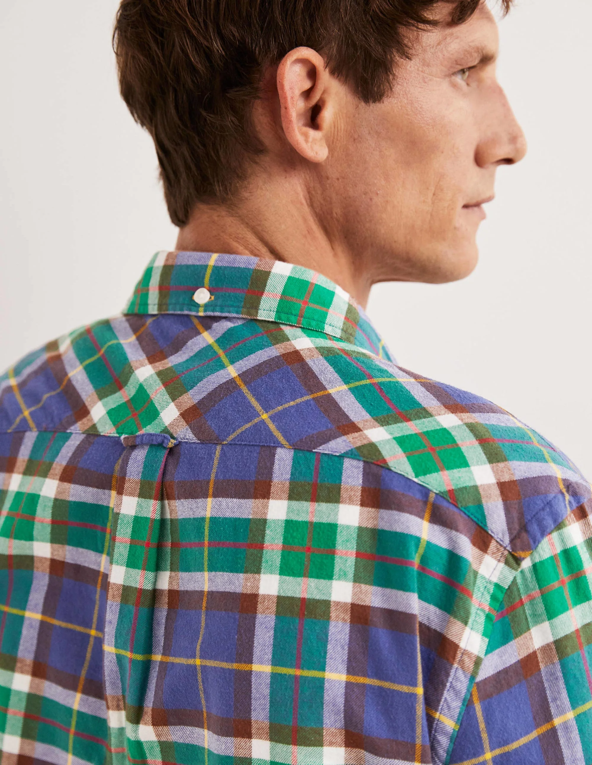 Button Down Twill Shirt-Blue Marl/Red Check - Image 10