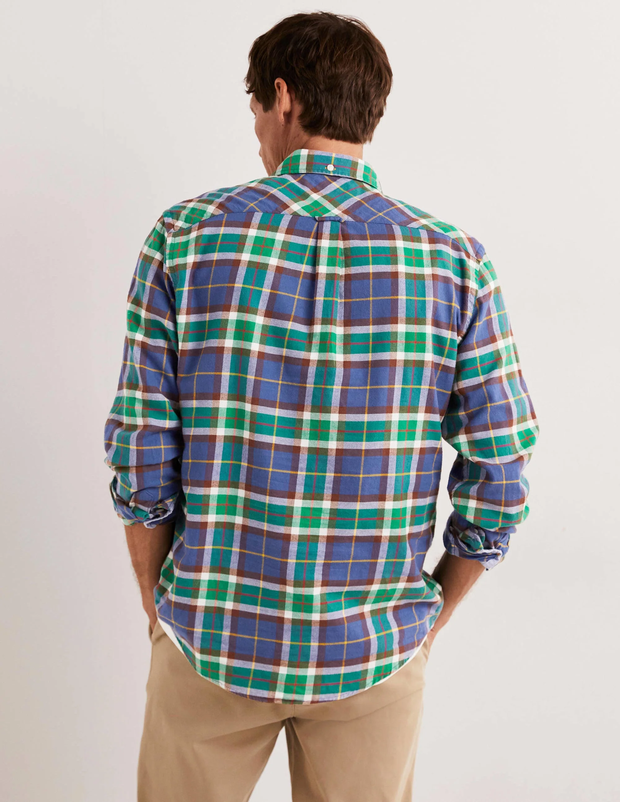 Button Down Twill Shirt-Blue Marl/Red Check - Image 3