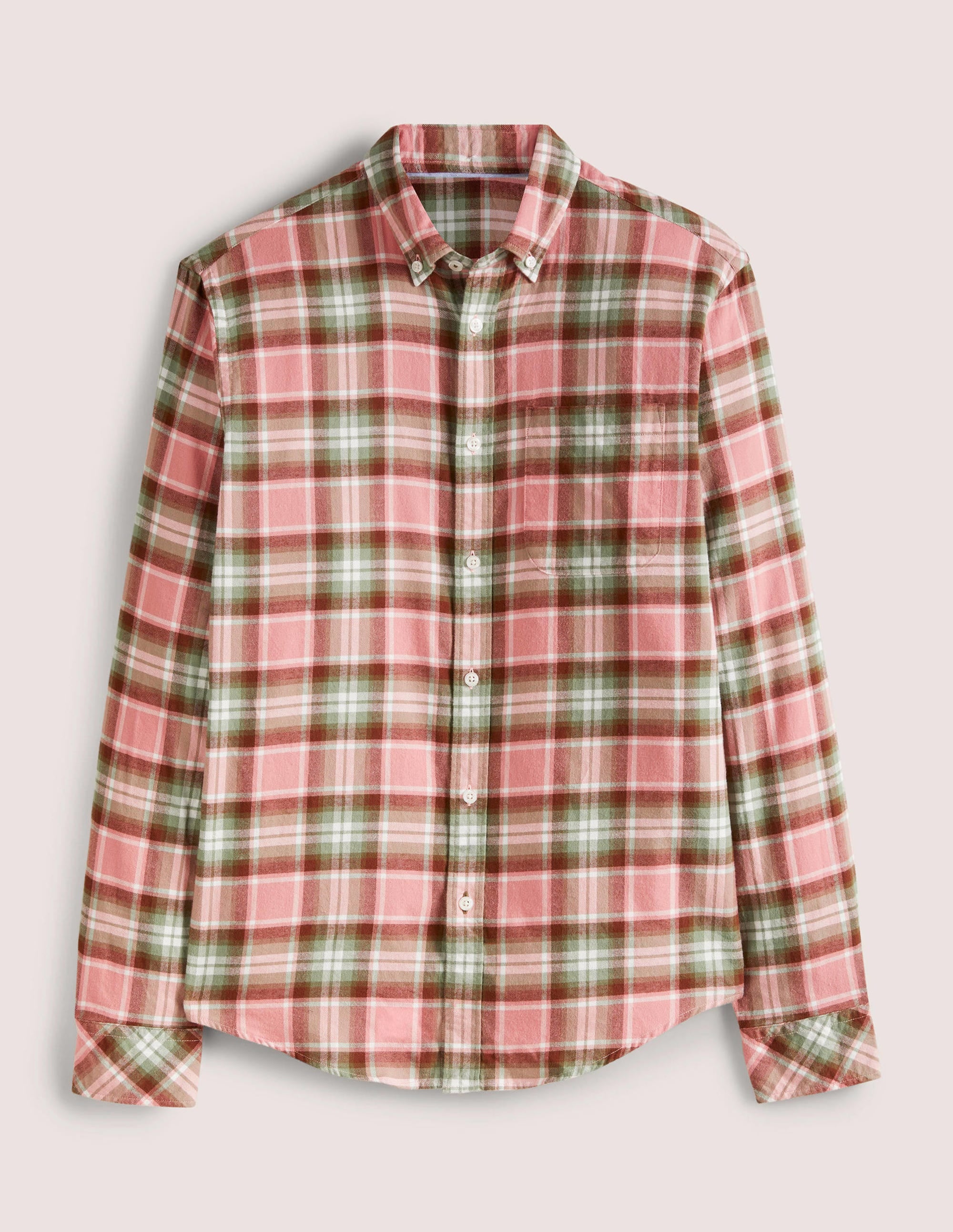 Button Down Twill Shirt-Soft Red Check - Image 12