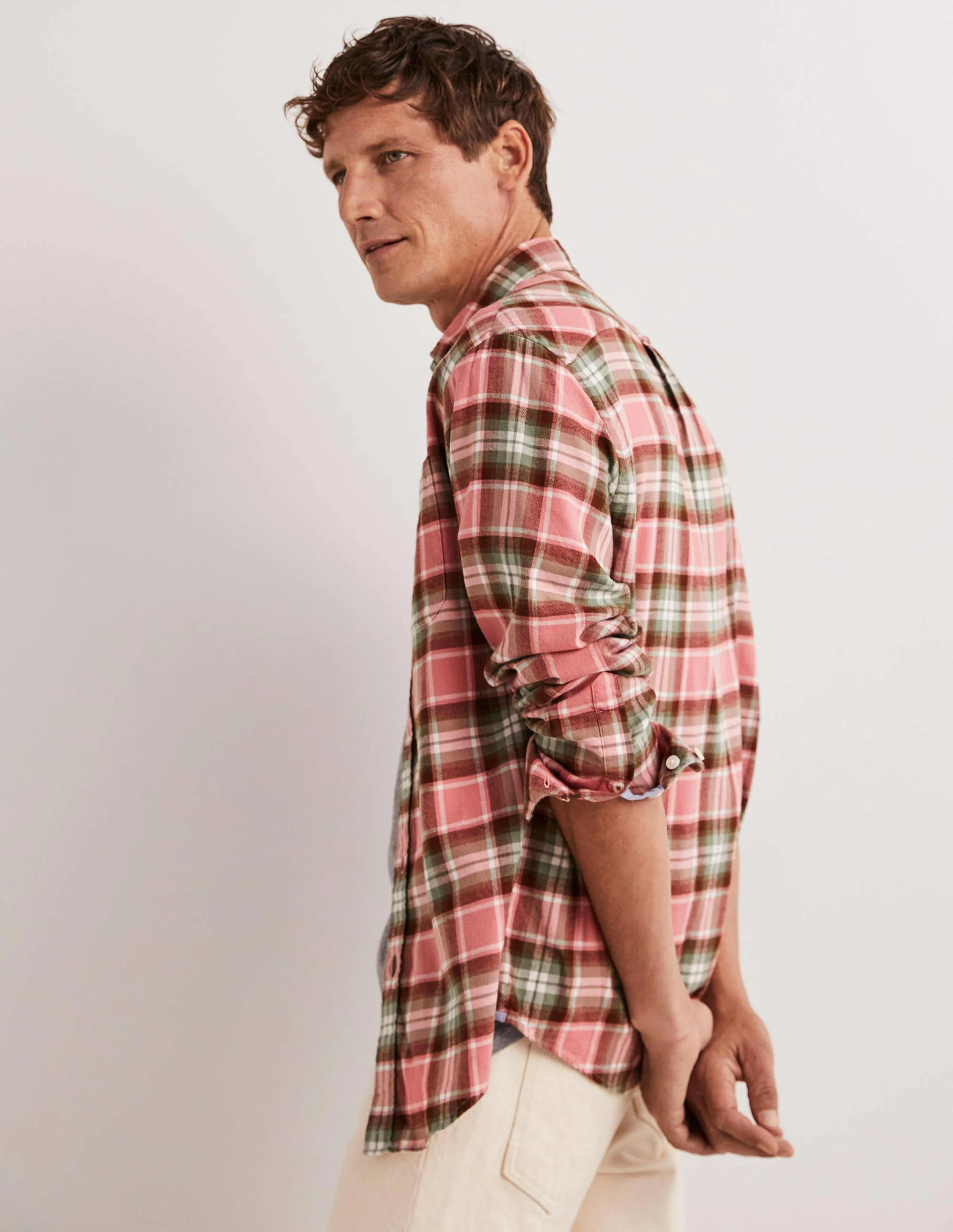 Button Down Twill Shirt-Soft Red Check - Image 2