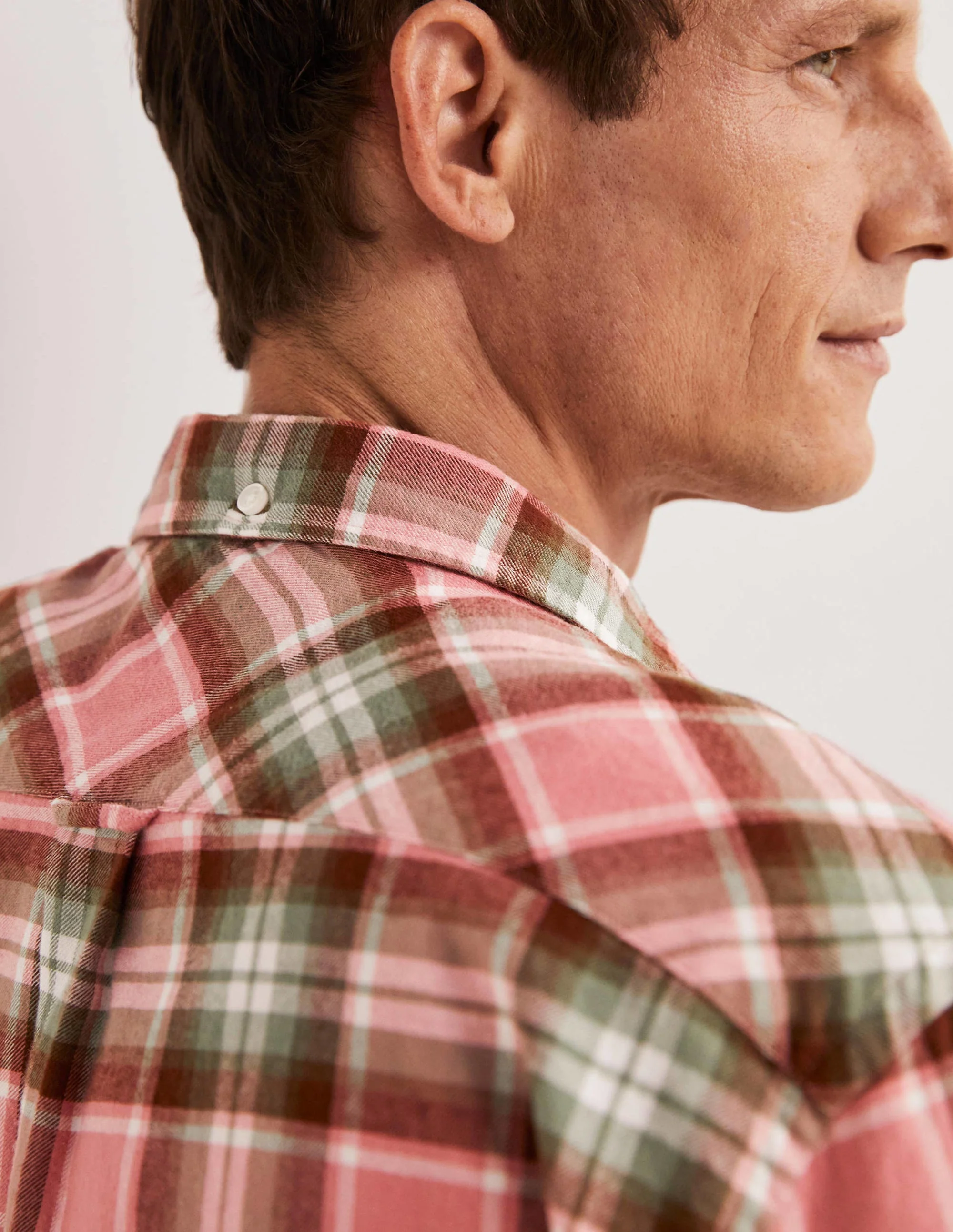Button Down Twill Shirt-Soft Red Check - Image 4