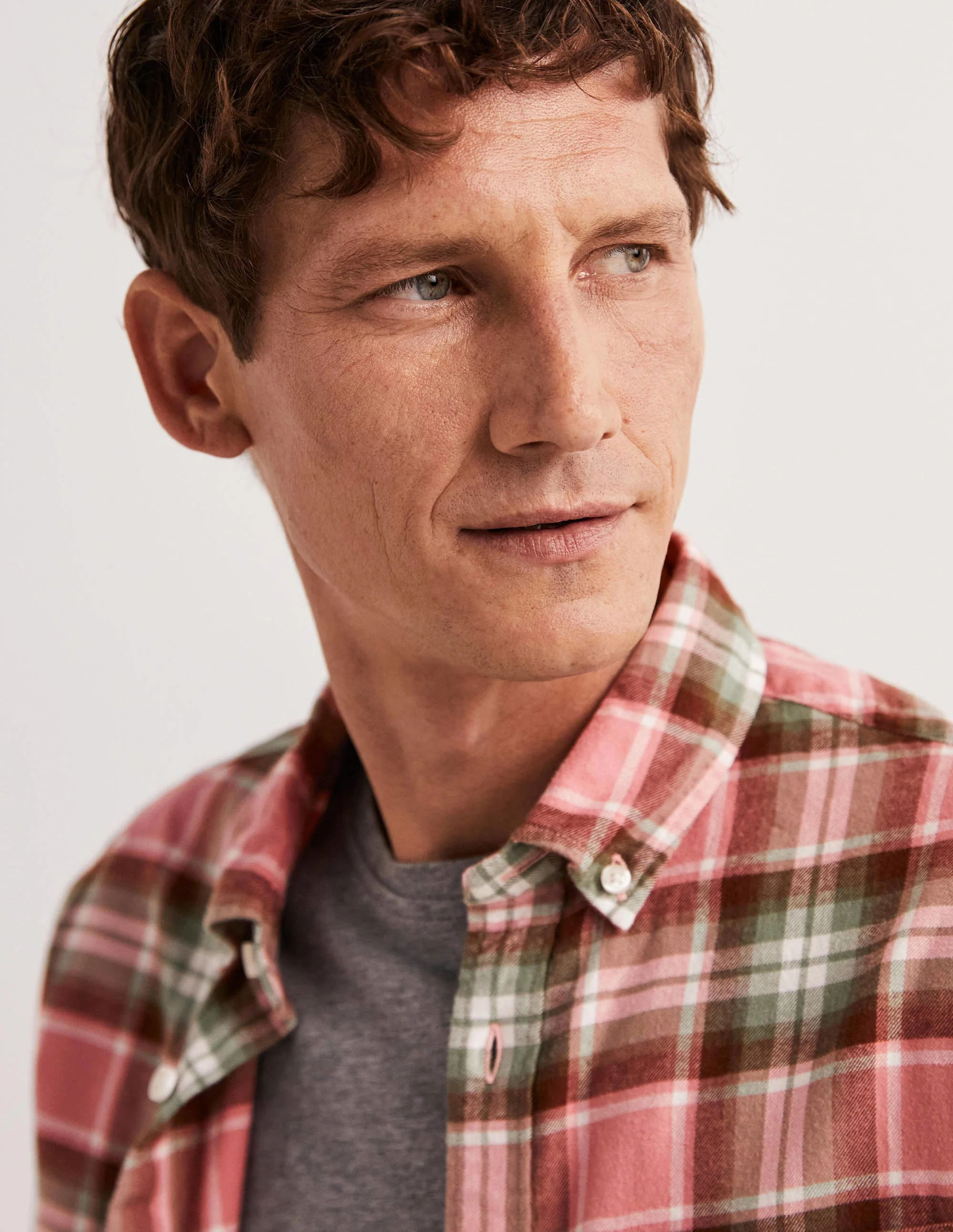 Button Down Twill Shirt-Soft Red Check - Image 7