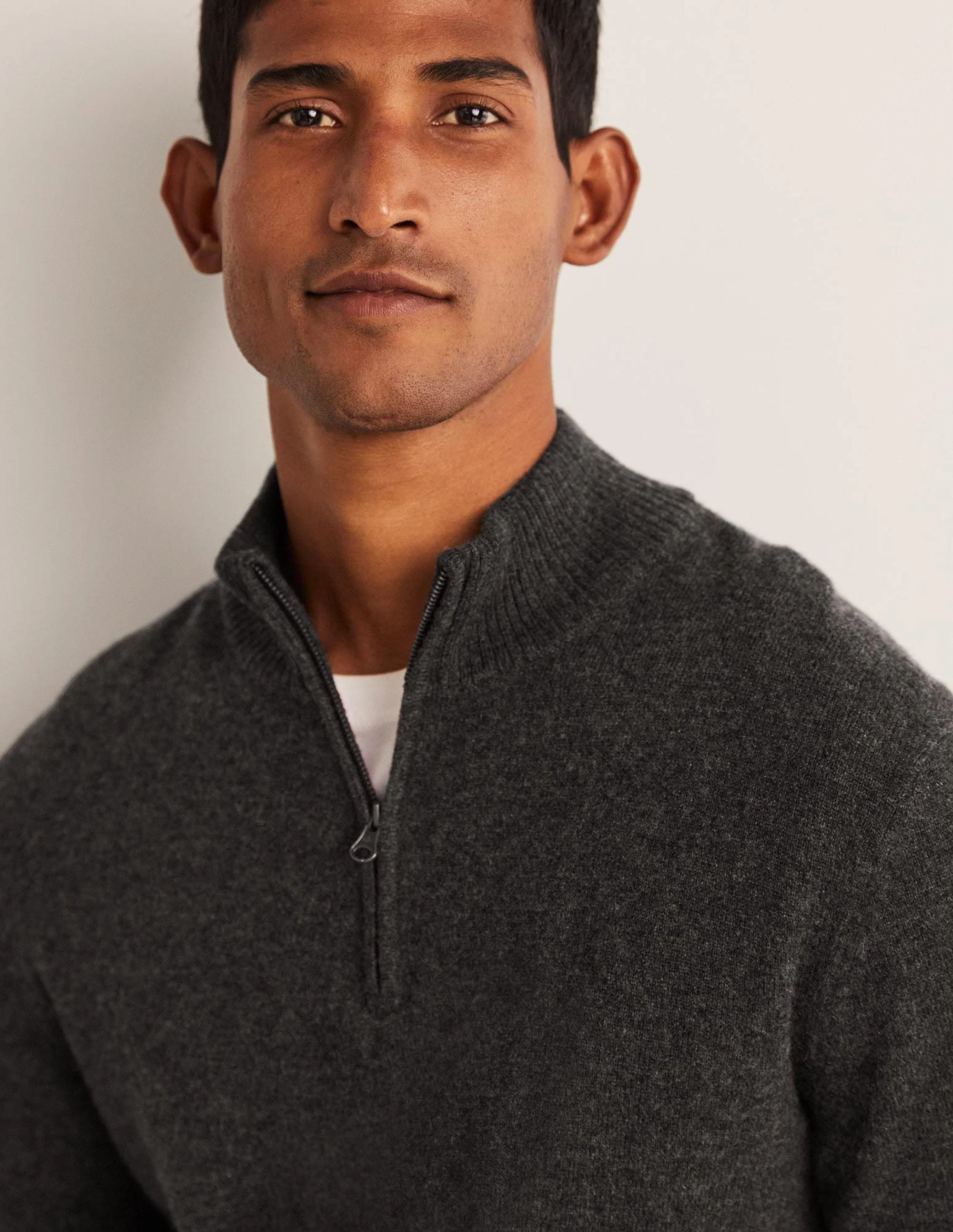 Cashmere Half-Zip Jumper-Dark Grey Melange - Image 6