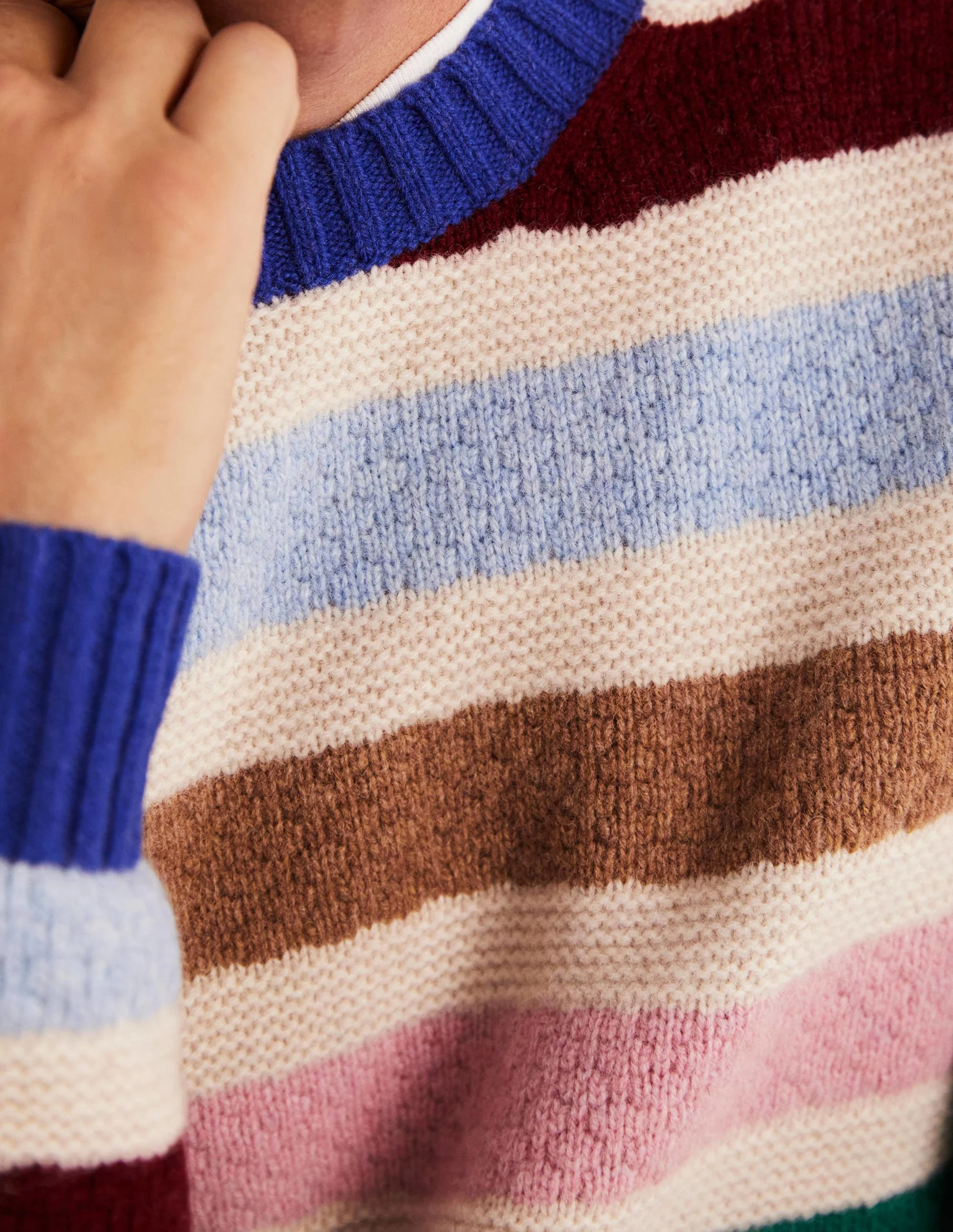 Chunky Wool Crew Neck-Multi Stripe - Image 2
